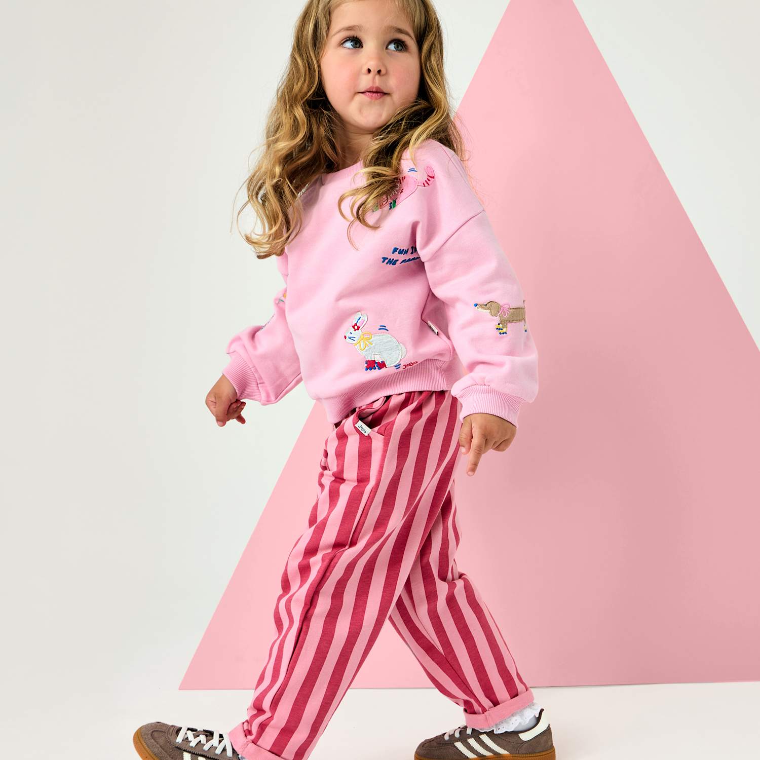 Jojo Maman Bébé Girls Cotton Rich Applique Pet Top & Bottom Outfit (1-5 Yrs) - 12-18 Months - Pink Mix - Available at M&S