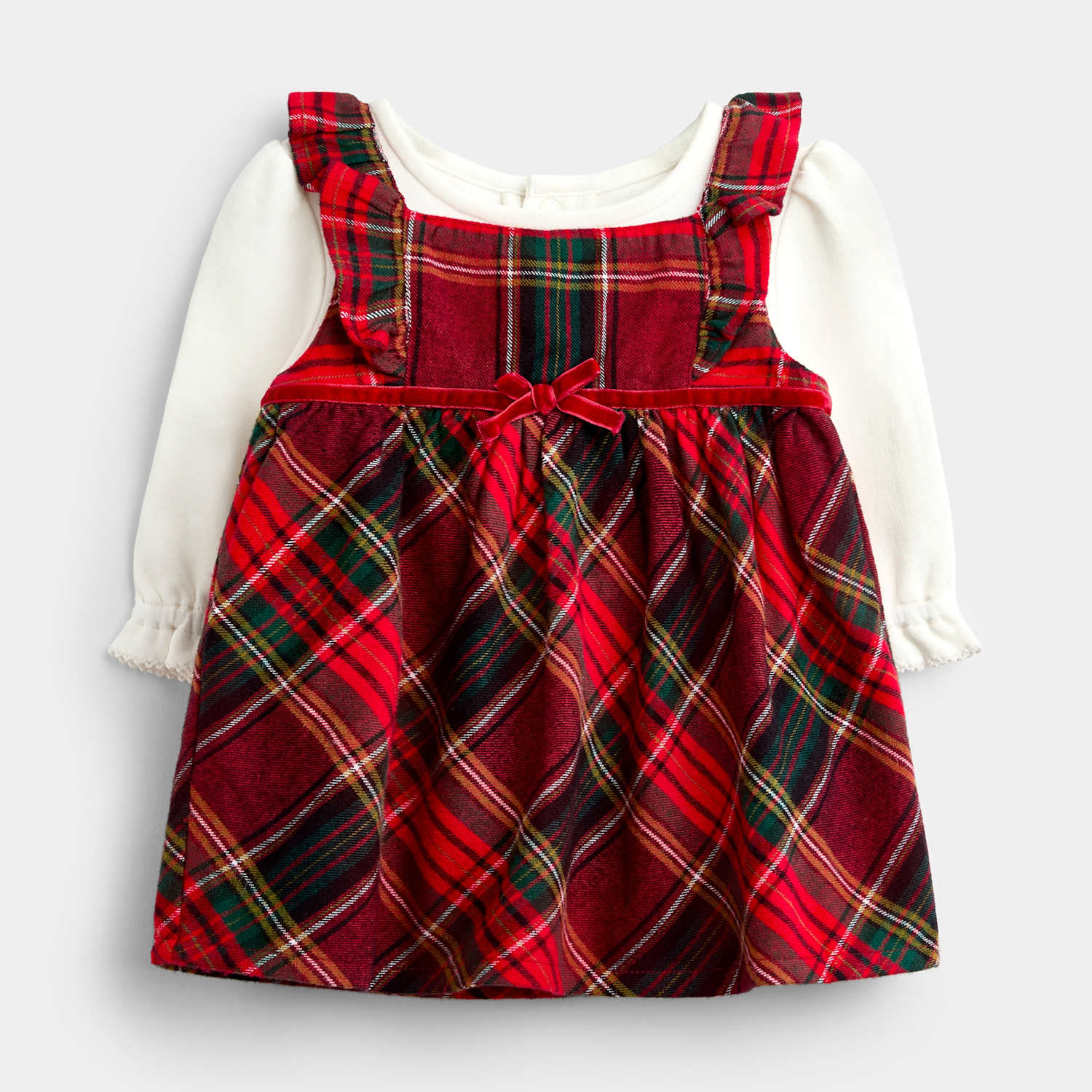 Jojo Maman Bébé Girls Checked Cotton Dress And Bodysuit Set - 12-18 Months - Red Mix - Available at M&S