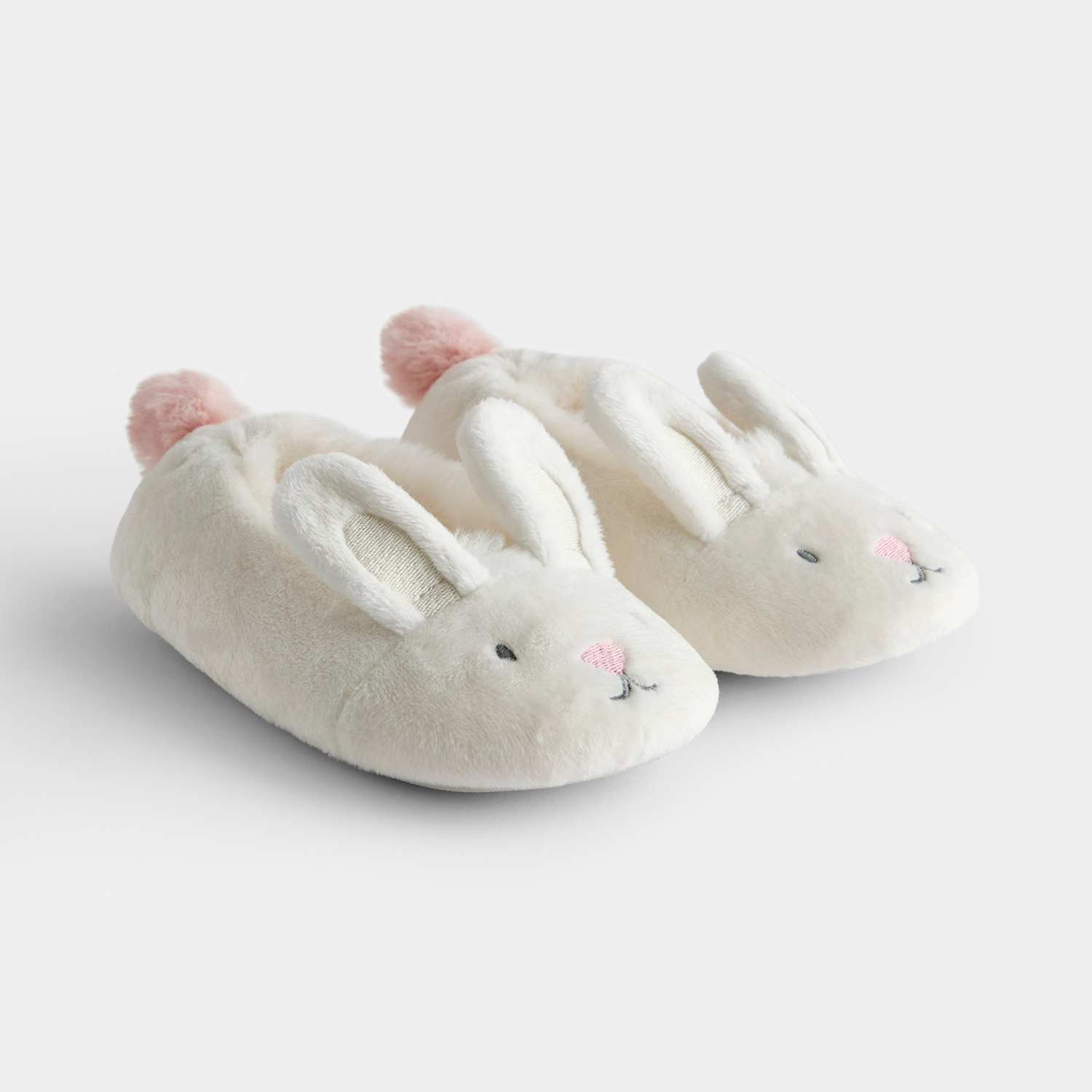 Jojo Maman Bébé Girls Plush Lined Bunny Slippers - 10 - Natural - Available at M&S