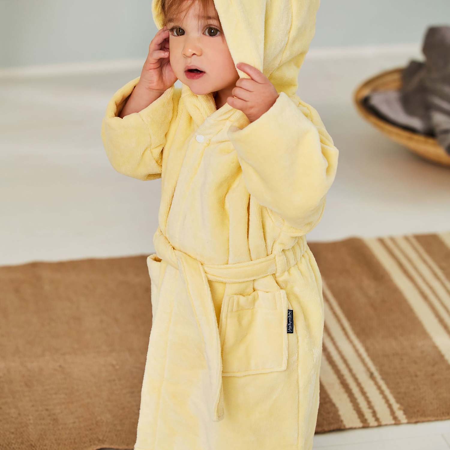 Jojo Maman Bébé Boys Pure Cotton Towelling Robe (6 Mths-7 Yrs) - 5-6 Years - Yellow - Available at M&S
