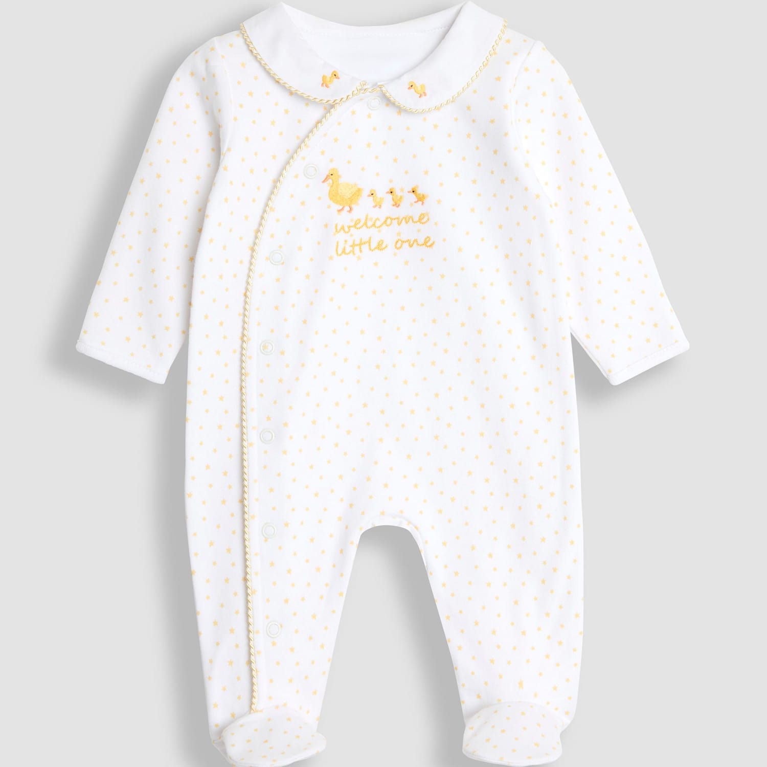 Jojo Maman Bébé Boys Pure Cotton Patterned Sleepsuit (3-18 Mths) - 3-6 Months - White Mix - Available at M&S