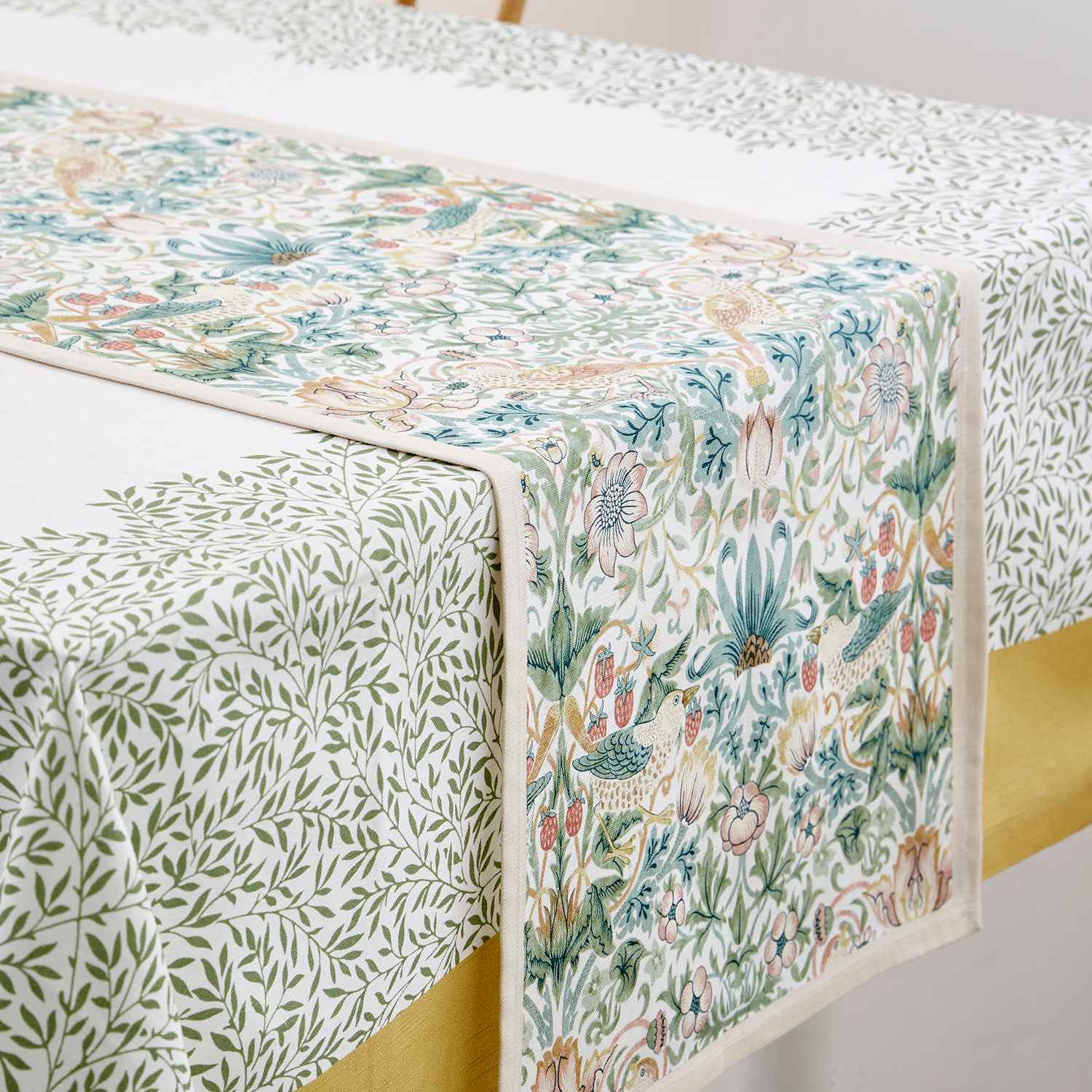 Morris & Co Strawberry Thief Pure Cotton Table Runner - Multi - Available at M&S