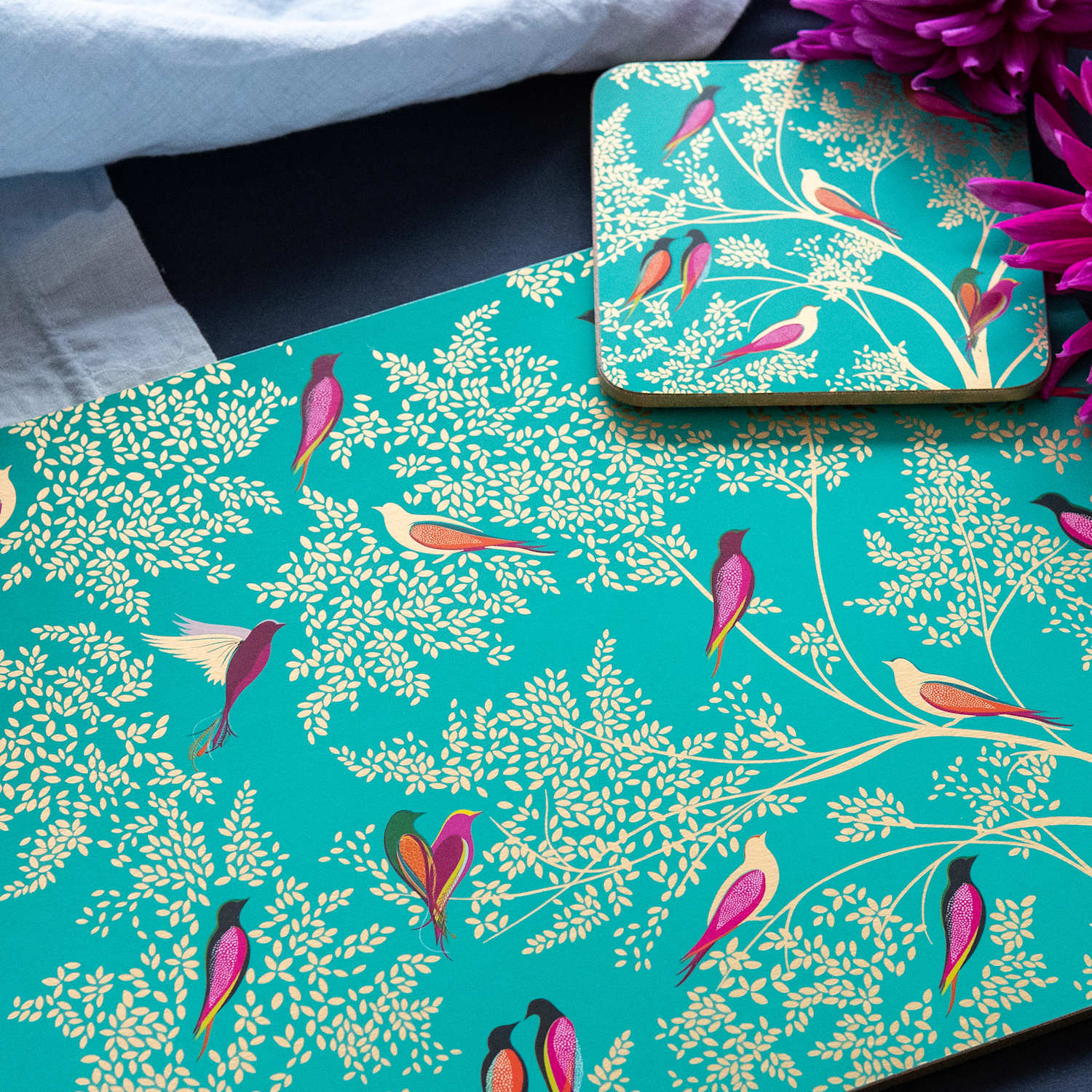 Sara Miller Set of 4 Bird Placemats - Green - Available at M&S