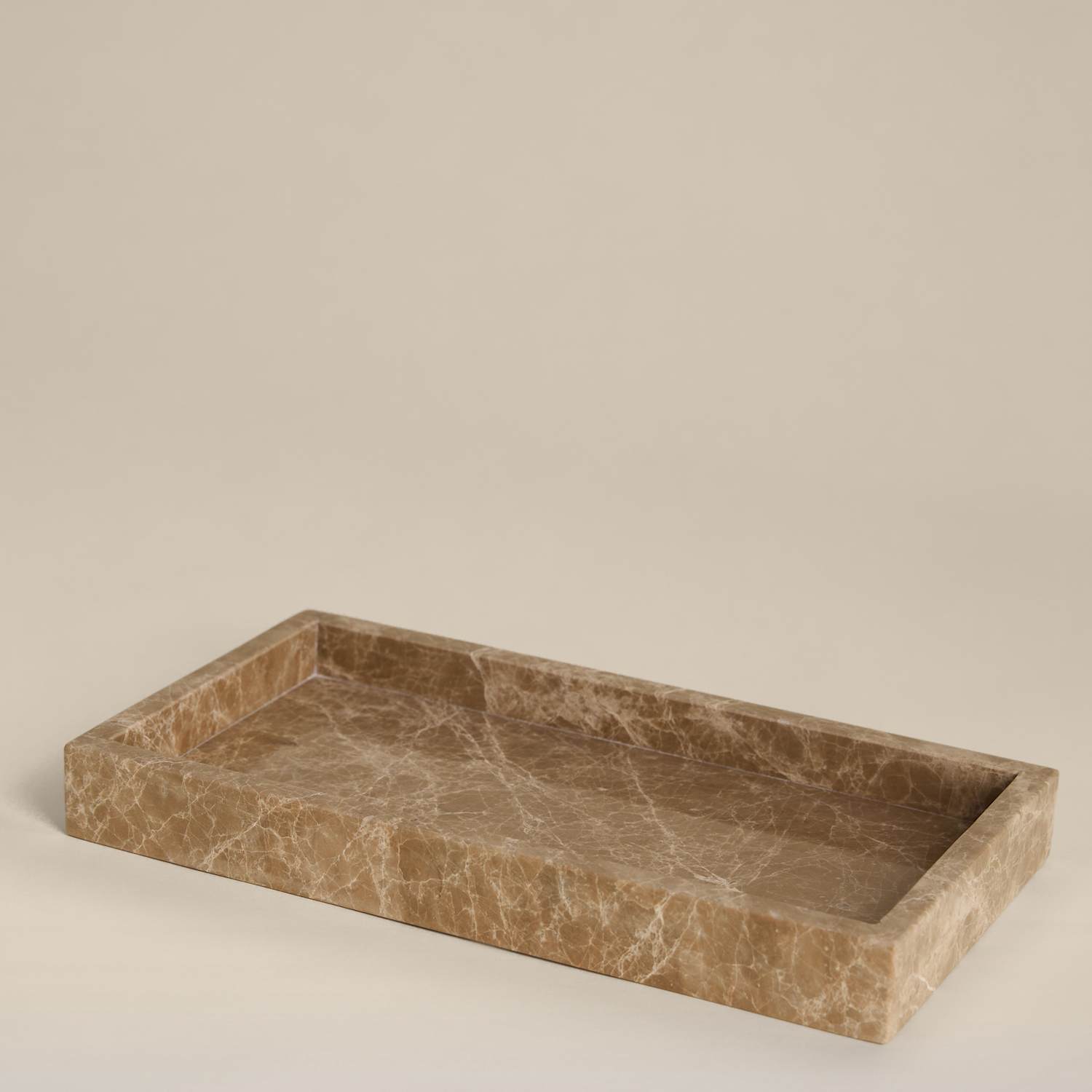 M&S Large Marble Trinket Tray - Brown