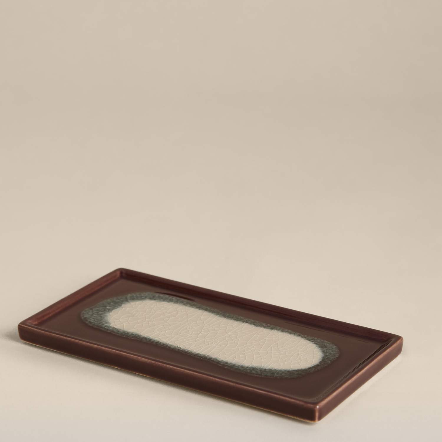 M&S Small Glazed Ceramic Trinket Tray - Purple