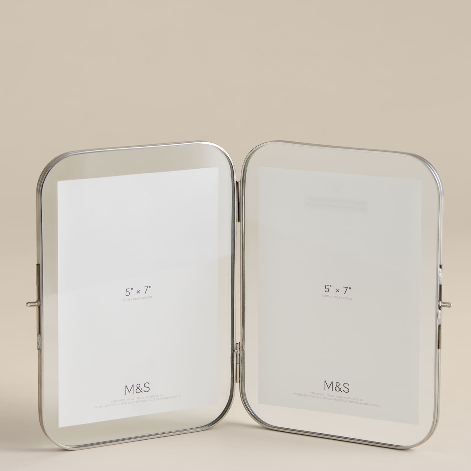 M&S Metal Rounded Double Photo Frame 5x7 inch - Chrome