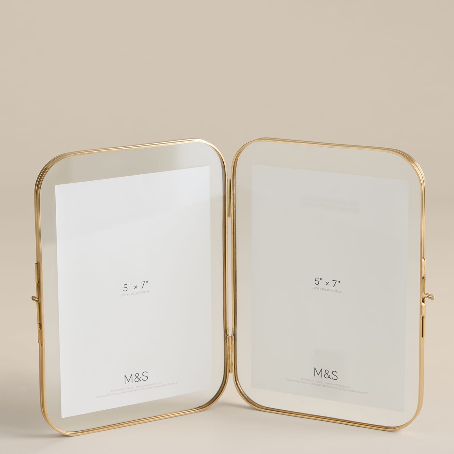 M&S Metal Rounded Double Photo Frame 5x7 inch - Gold