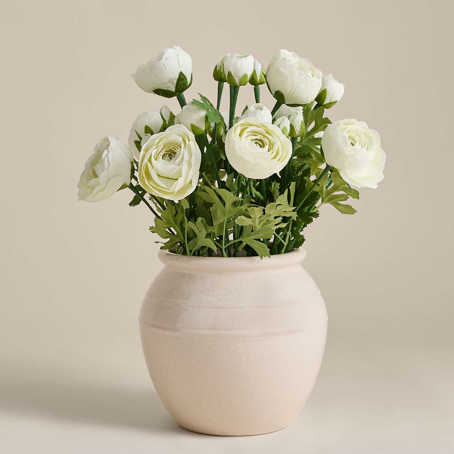 M&S Artificial Ranunculus Arrangement in Ceramic Pot - White