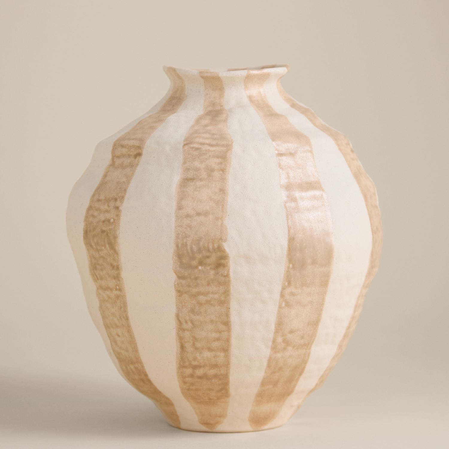 M&S Striped Ceramic Vase - Neutral