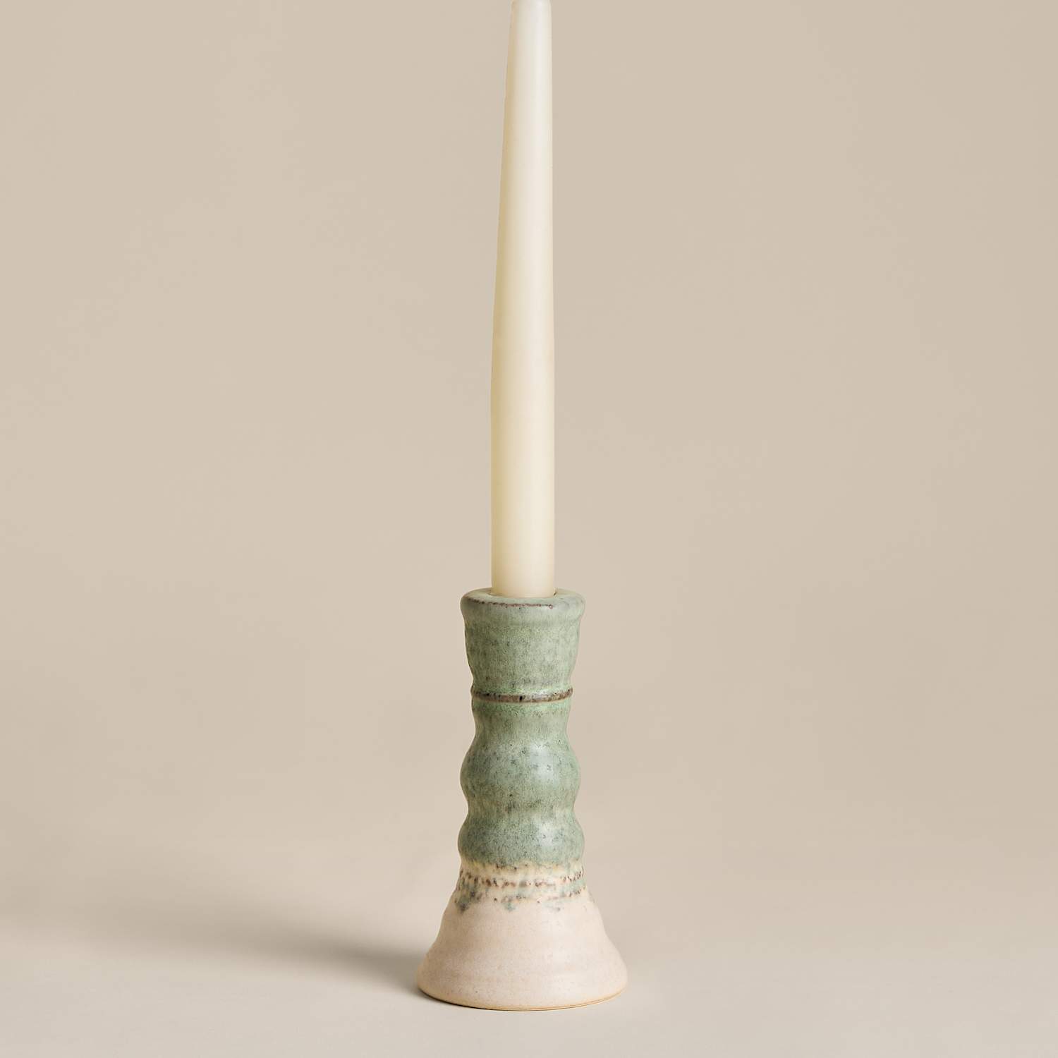 M&S Rounded Dinner Candle Holder - Green