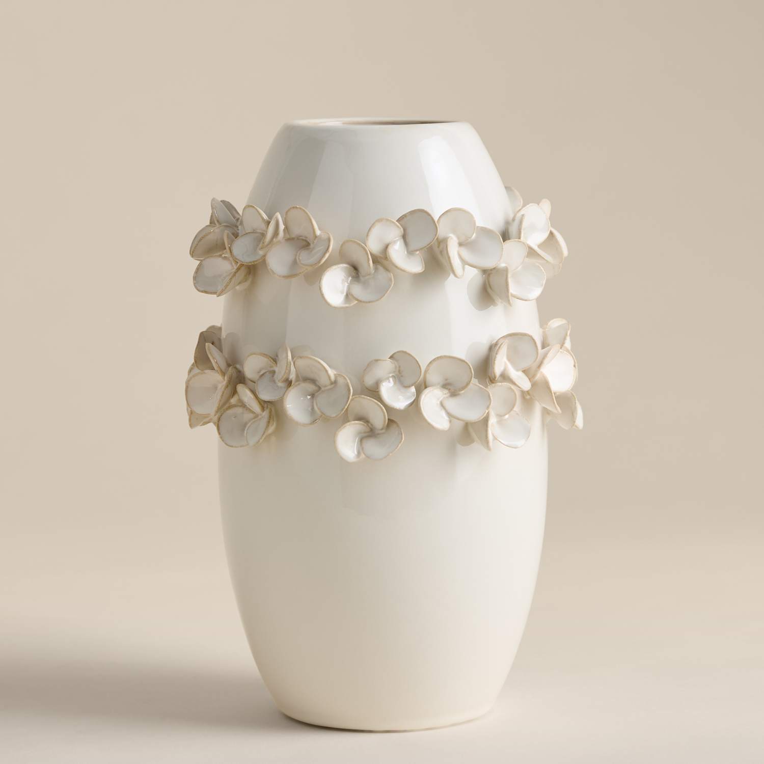 M&S Petal Ceramic Vase - Soft White