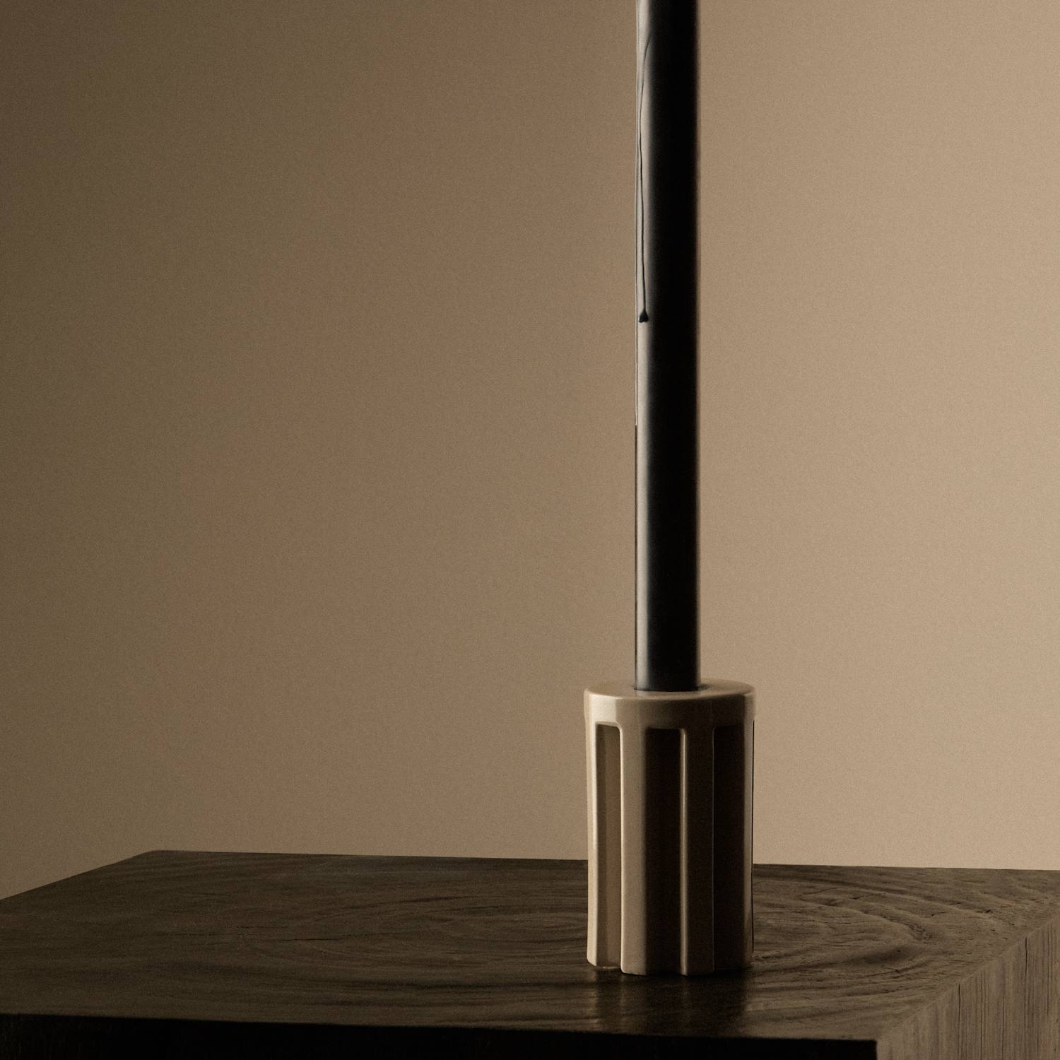 M&S X Kelly Hoppen Ridge Dinner Candle Holder - Taupe