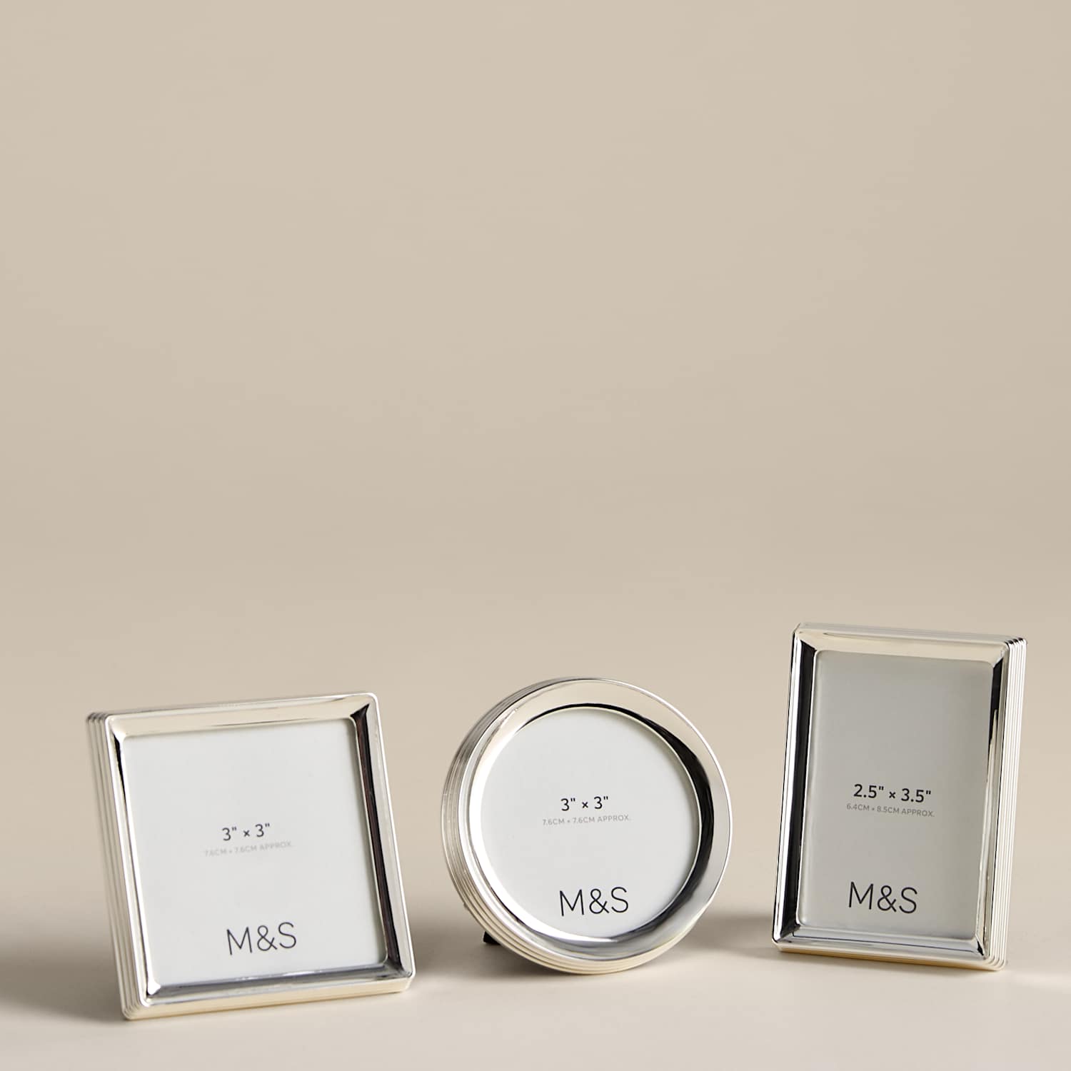 M&S Set of 3 Ribbed Silver Plated Photo Frames