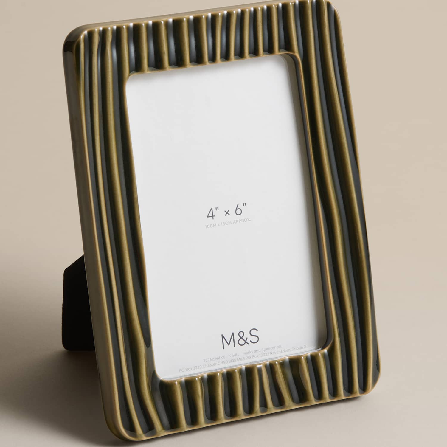 M&S Ceramic Textured Line Photo Frame 4x6 inch - Green