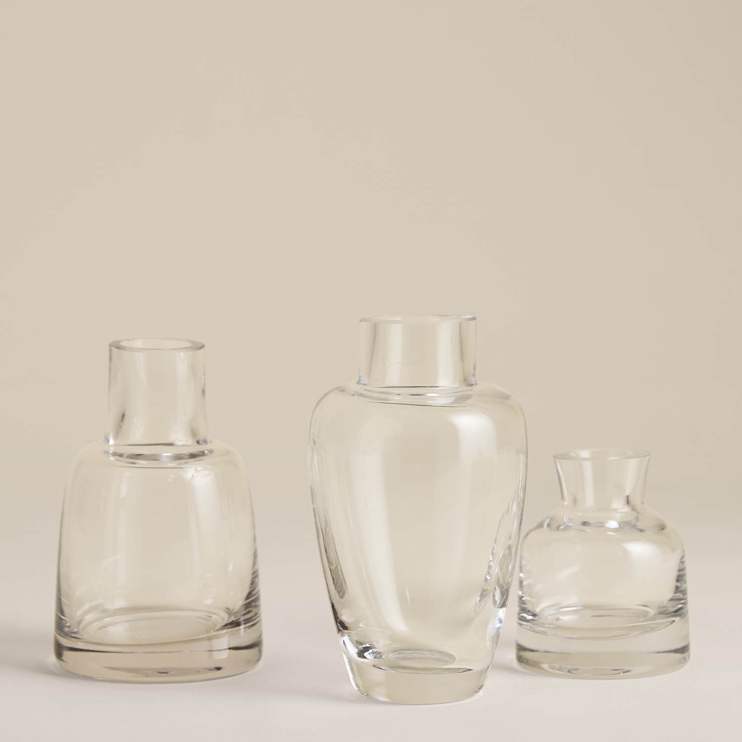 M&S Set of 3 Clear Glass Bottle Vases