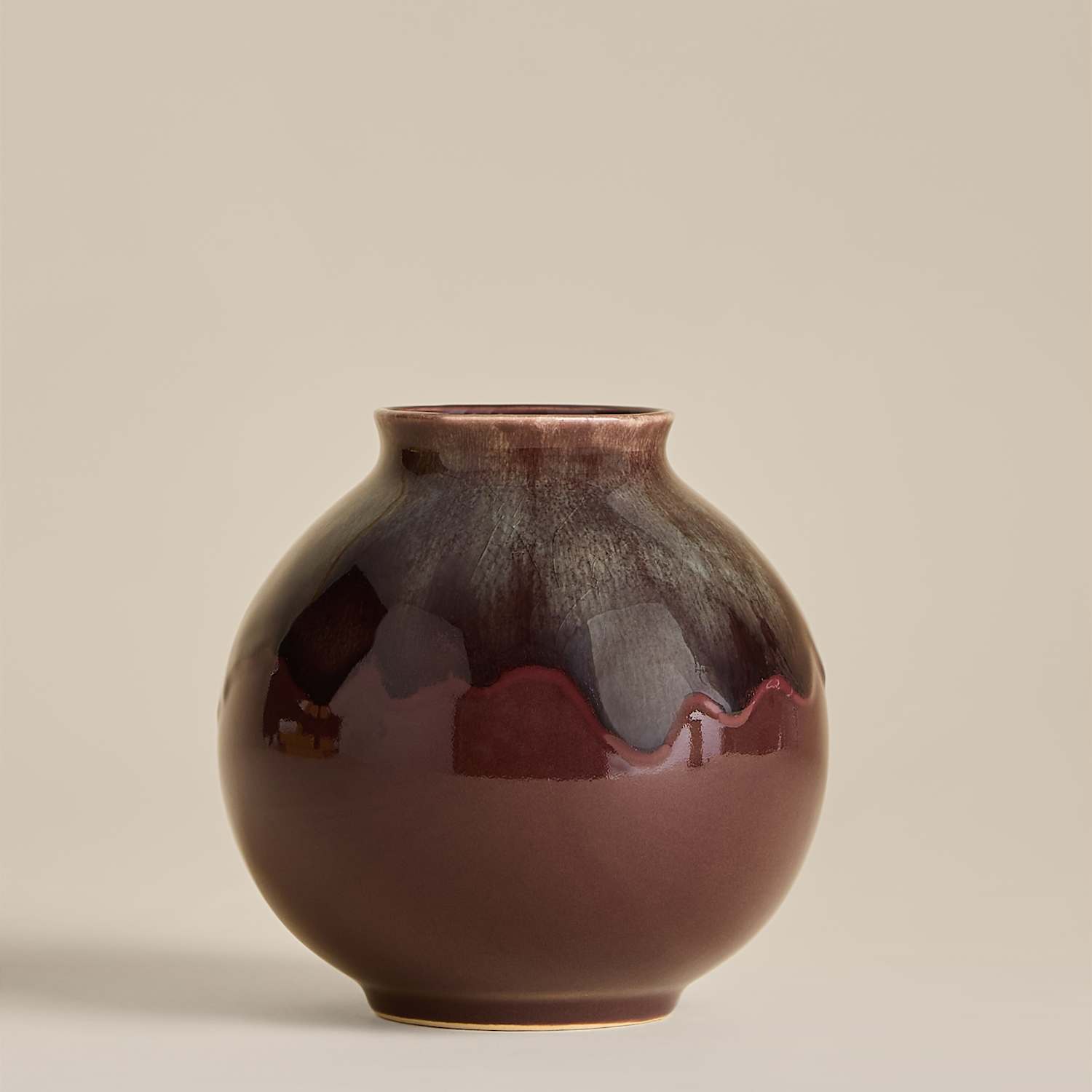 M&S Small Reactive Rounded Ceramic Vase - Purple