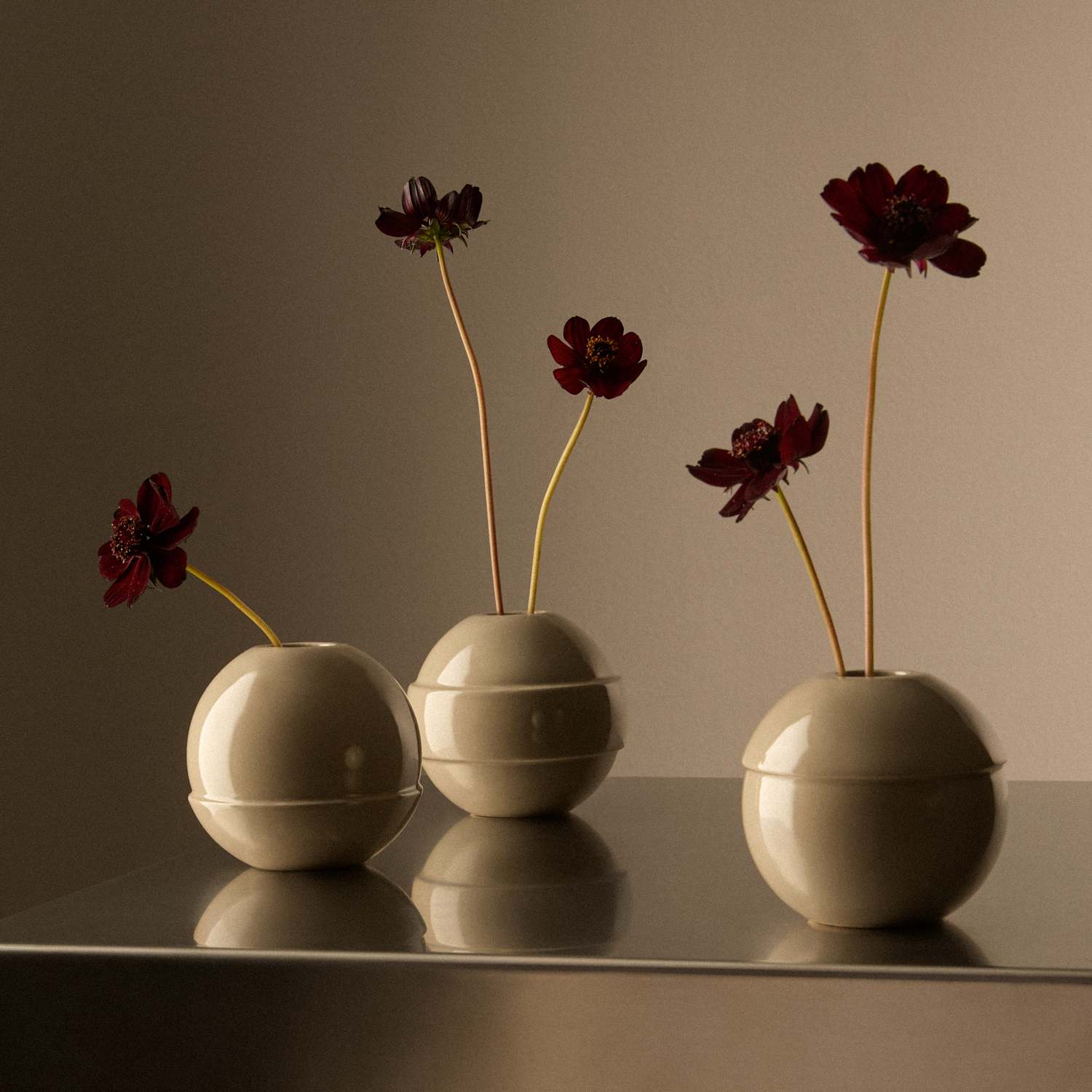 M&S X Kelly Hoppen Set of 3 Round Bud Vases - Taupe
