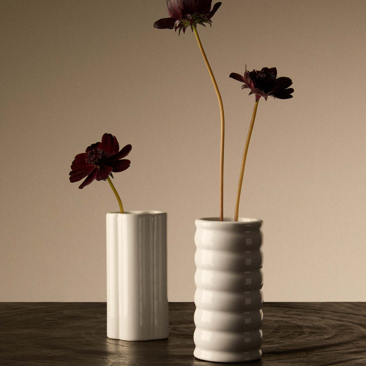 M&S X Kelly Hoppen Set of 2 Glazed Bud Vases - White