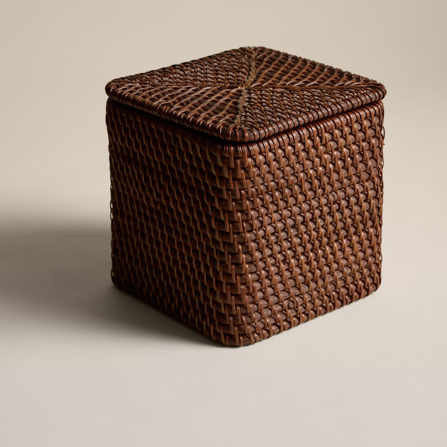M&S Rattan Structured Cube Storage Box - Brown