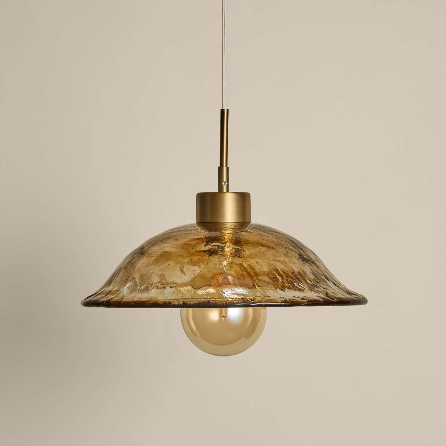 M&S Wavy Glass Pendant Light - Brown