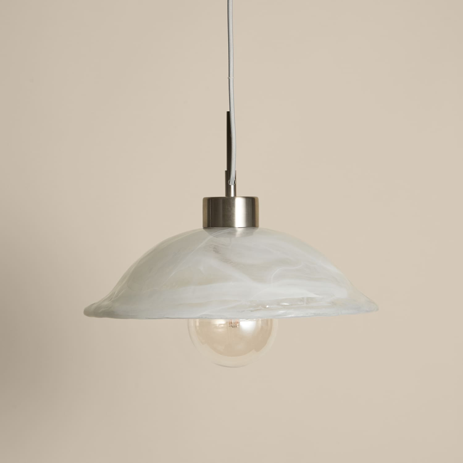 M&S Wavy Glass Pendant Light - White
