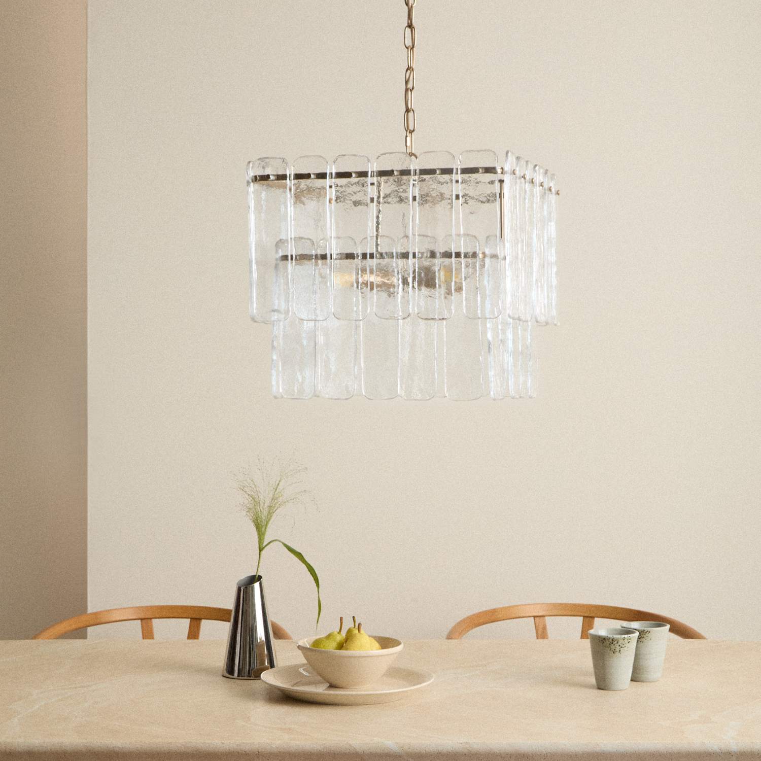 M&S Glass 2 Tier Square Pendant Light - Clear