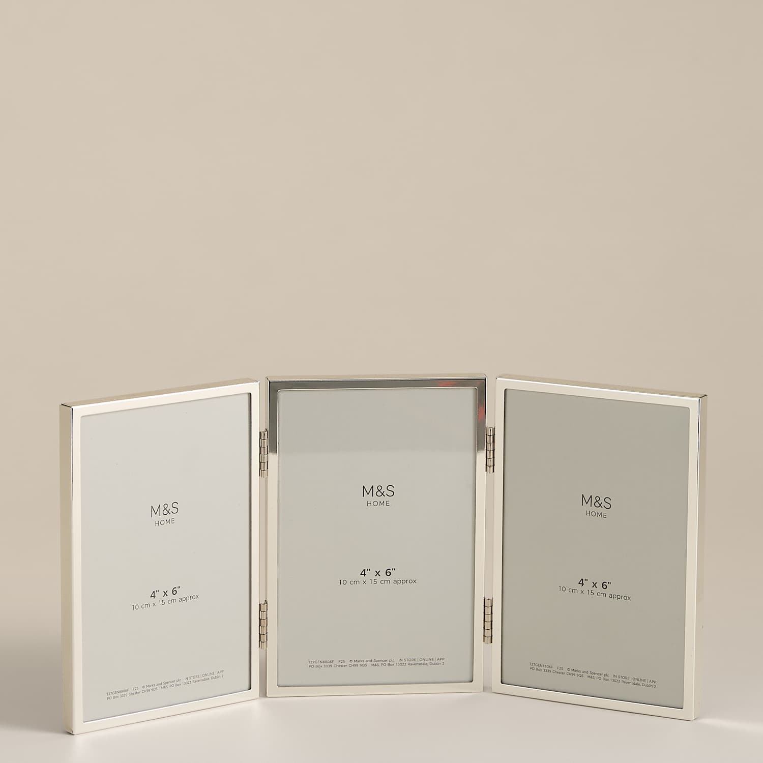 M&S Metal Triple Photo Frame 4x6 inch - Silver