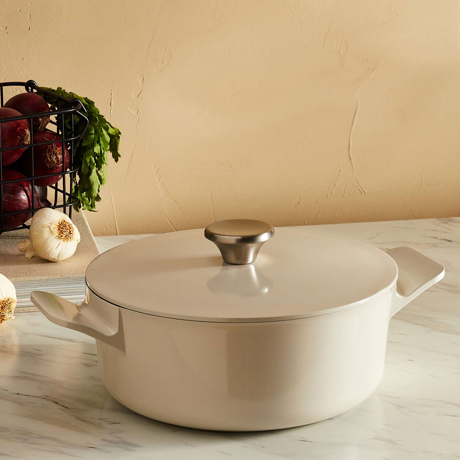 M&S Cast Aluminium 3L Casserole Dish - Ivory