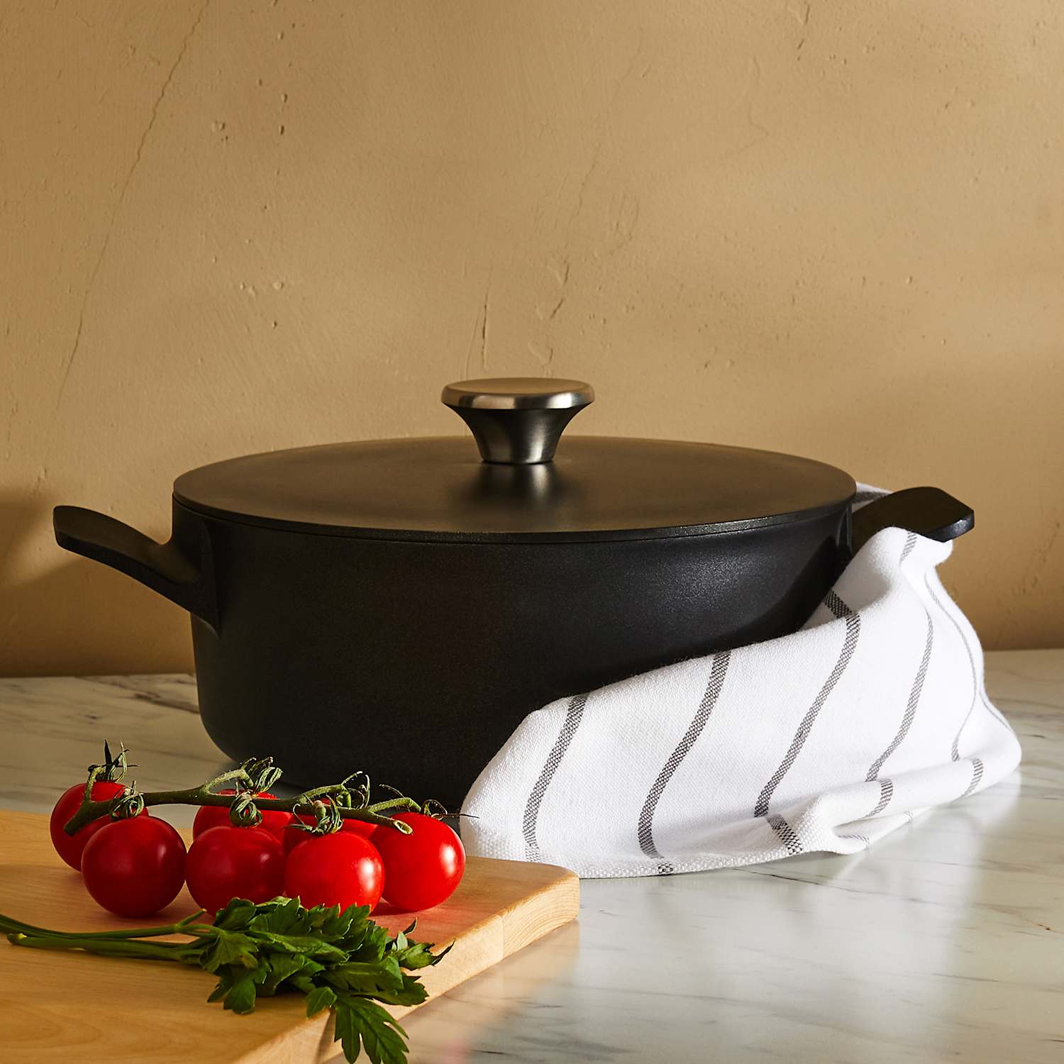 M&S Cast Aluminium 3L Casserole Dish - Charcoal