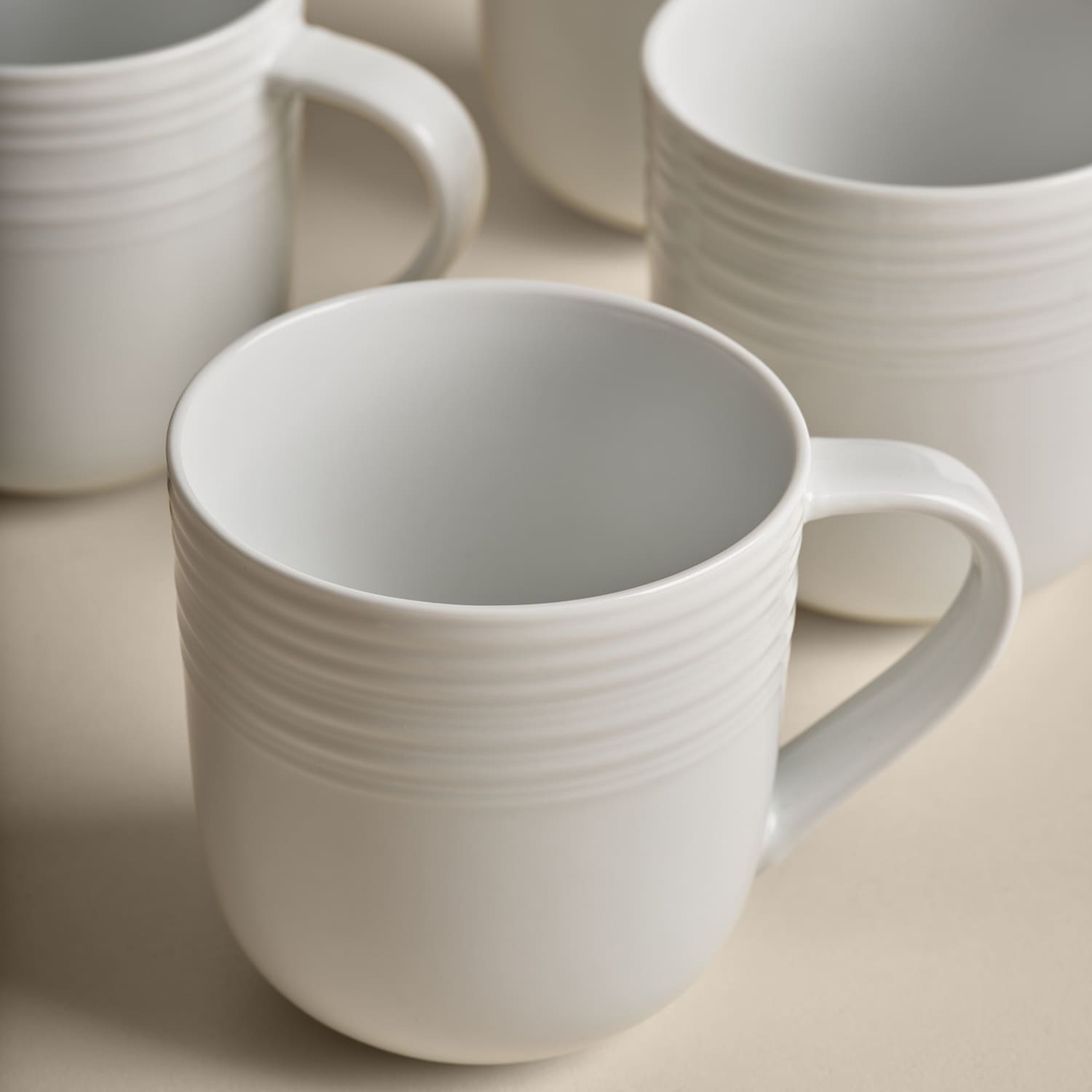 M&S Set of 4 Ribbed Mugs - White