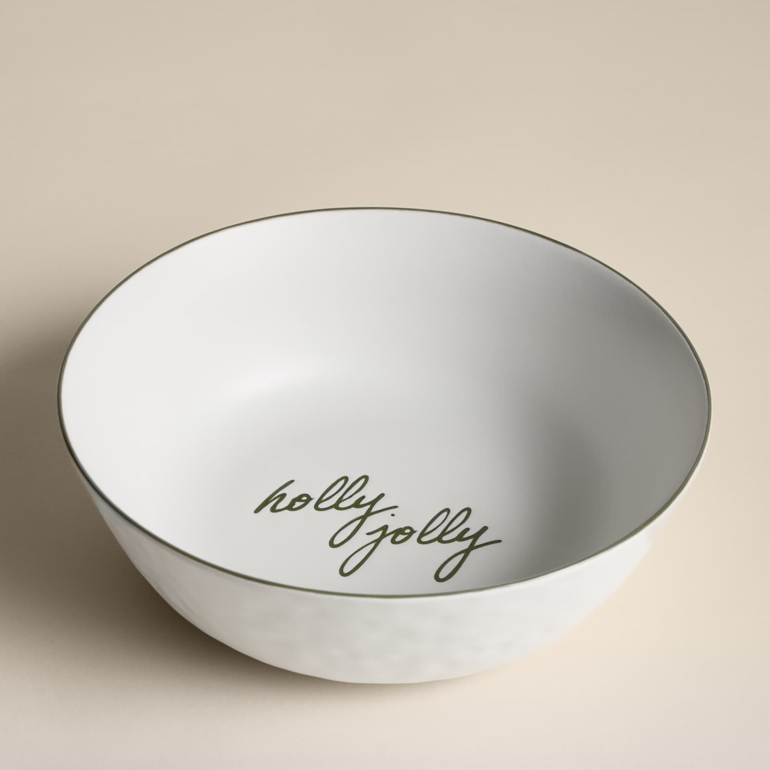 M&S Ceramic Christmas Slogan Round Serving Bowl - Natural Mix