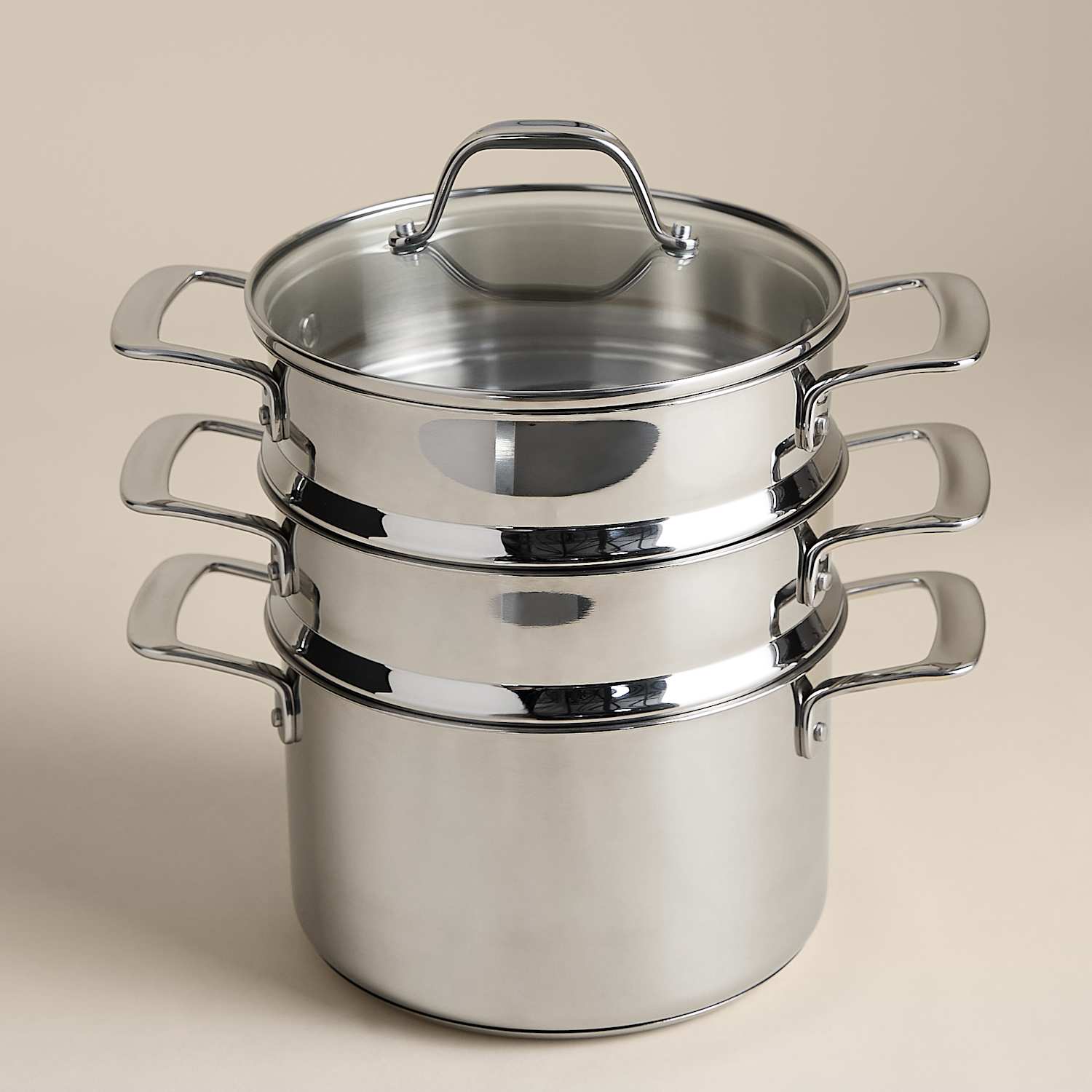 M&S Stainless Steel 3 Tier Steamer - Silver