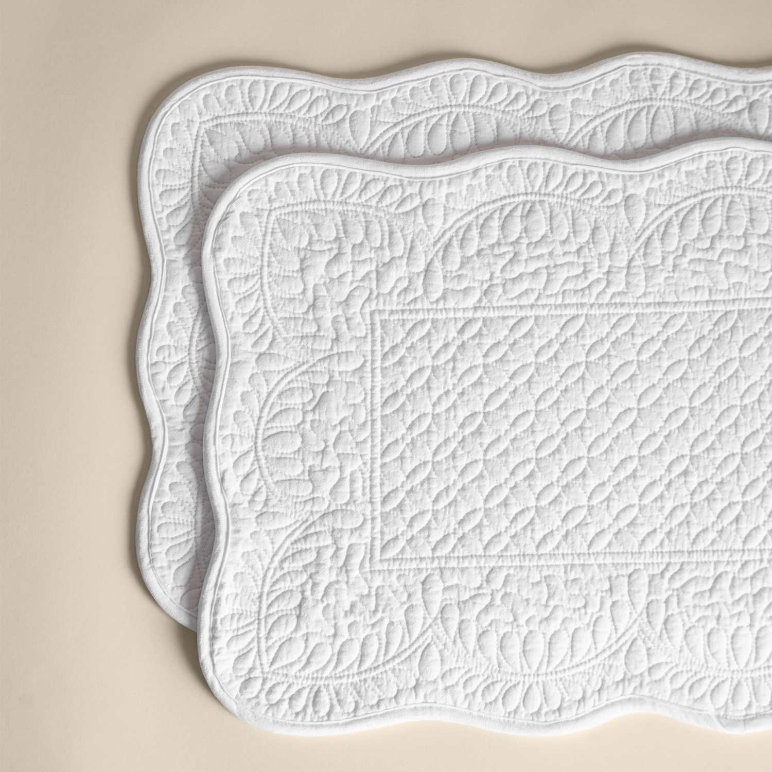 M&S Set of 2 Pure Cotton Quilted Placemats - White