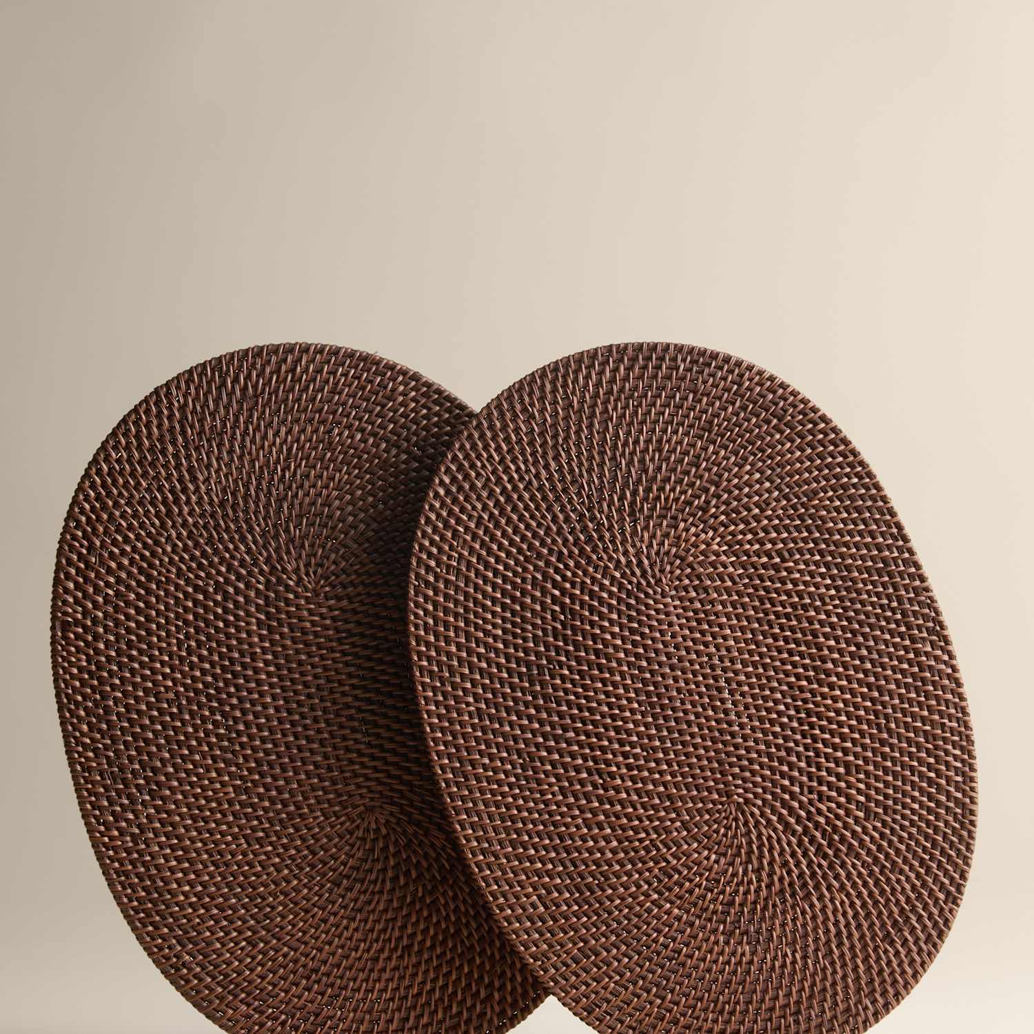 M&S Set of 2 Rattan Oval Placemats - Brown