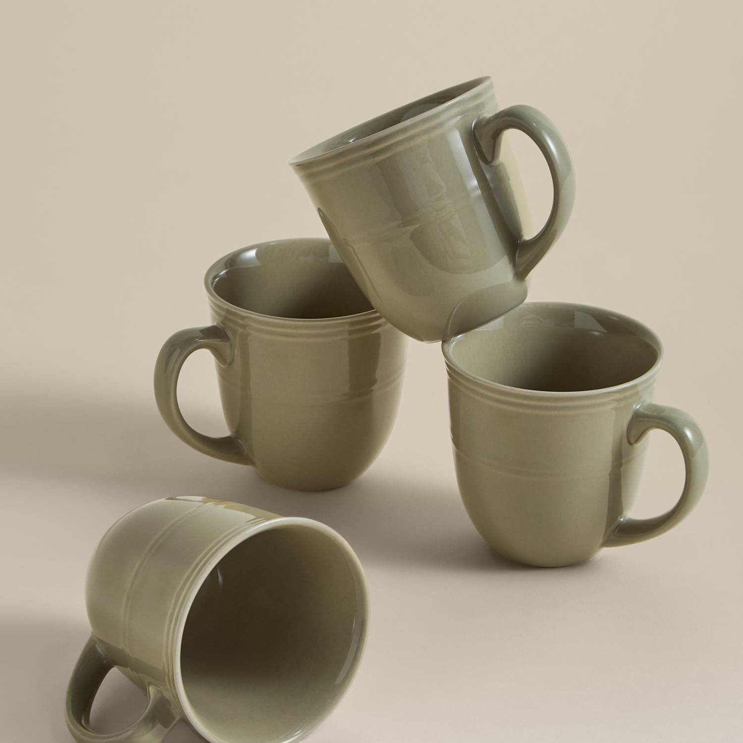 M&S Set of 4 Southwold Stoneware Mugs - Green