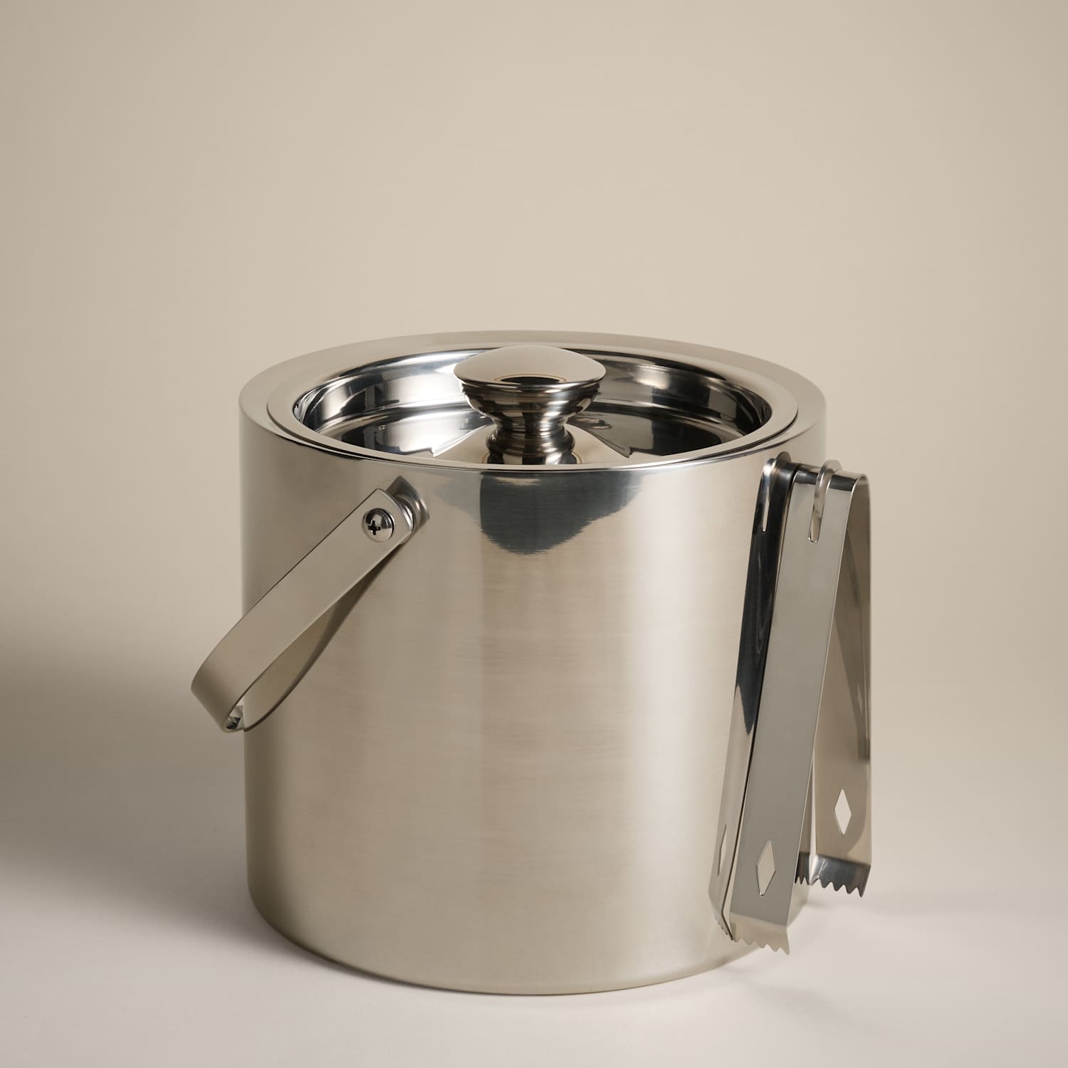 M&S Metal Ice Bucket with Tongs - Silver