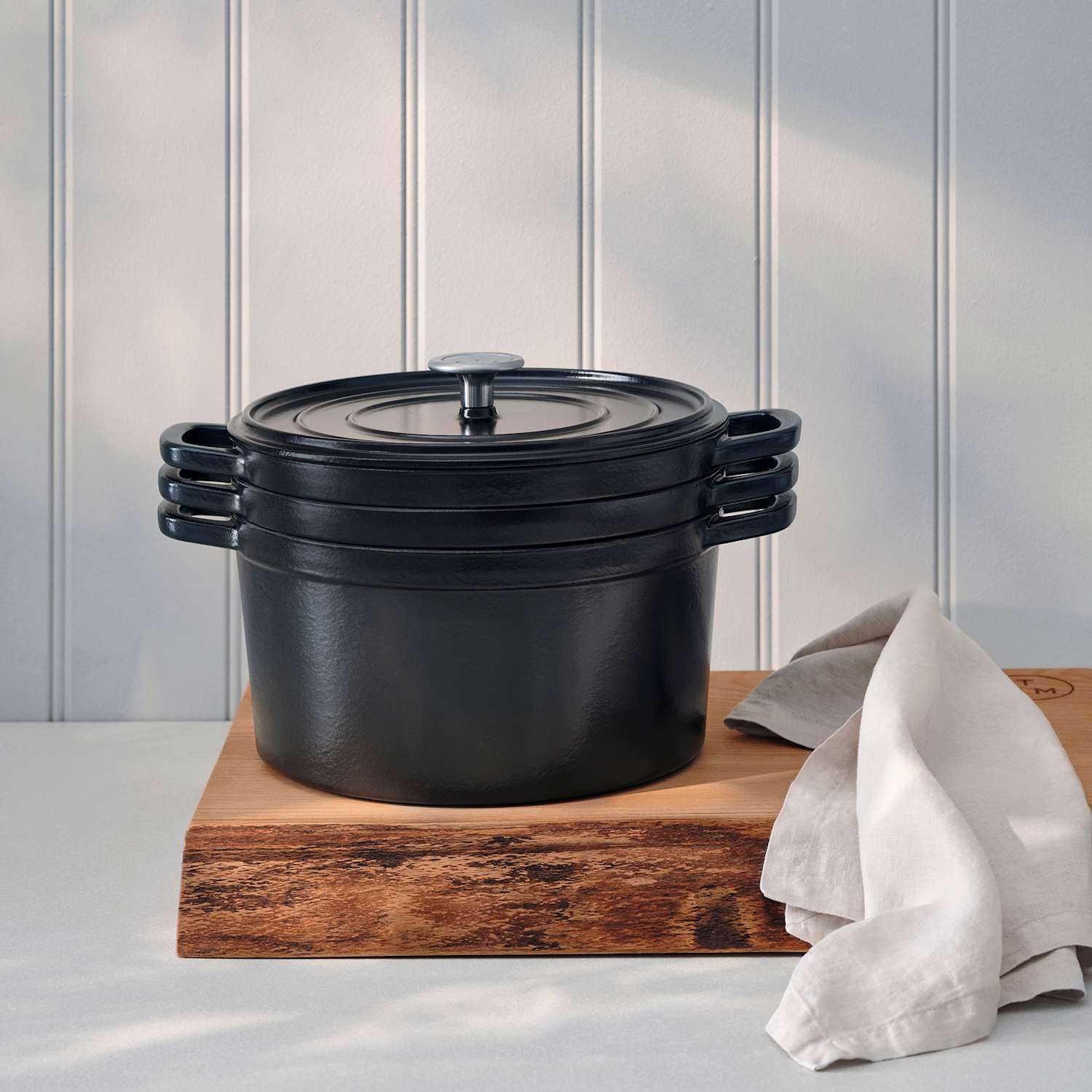 M&S X Tom Kerridge 3 Piece Cast Iron Stacking Set - Black