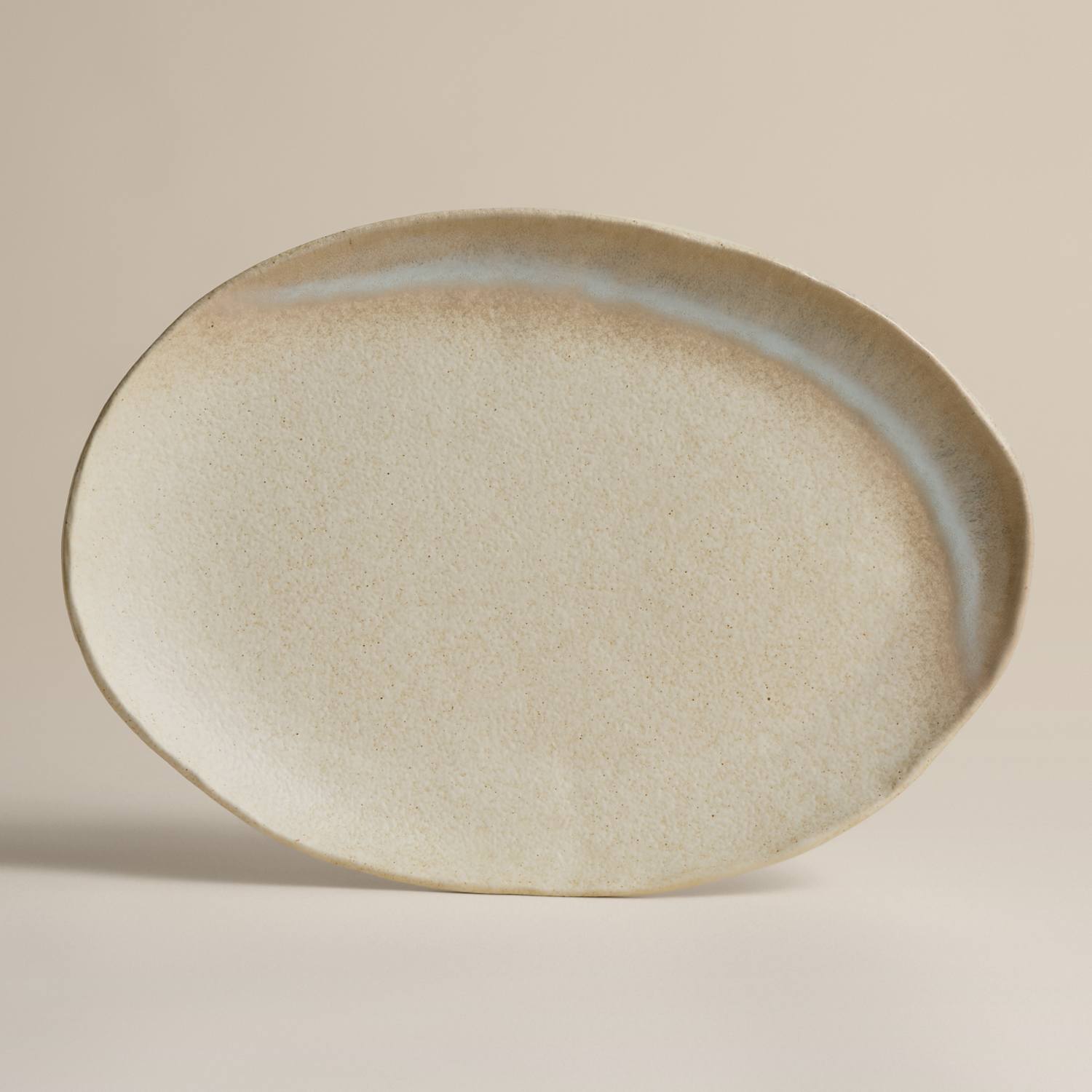 M&S Reactive Glaze Large Oval Serving Platter - Natural