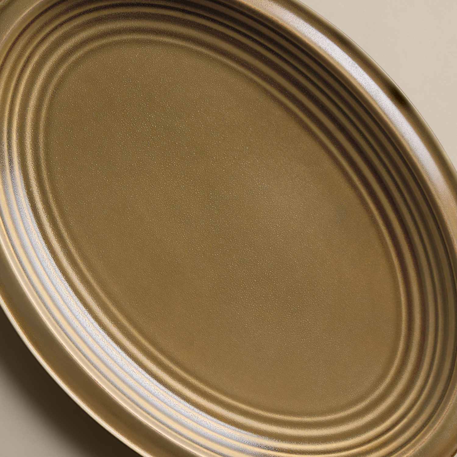 M&S Large Ceramic Reactive Oval Serving Platter - Olive