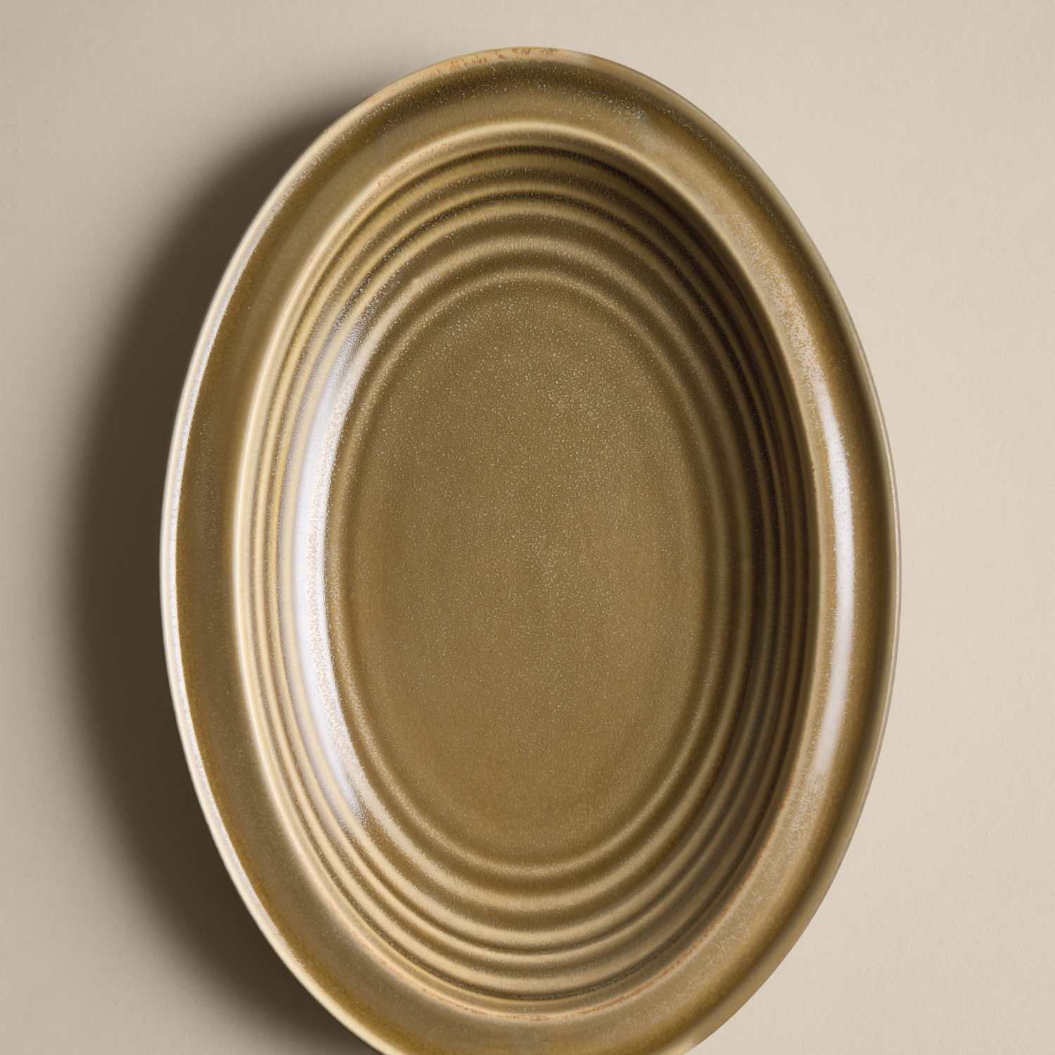 M&S Small Textured Oval Serving Platter - Olive