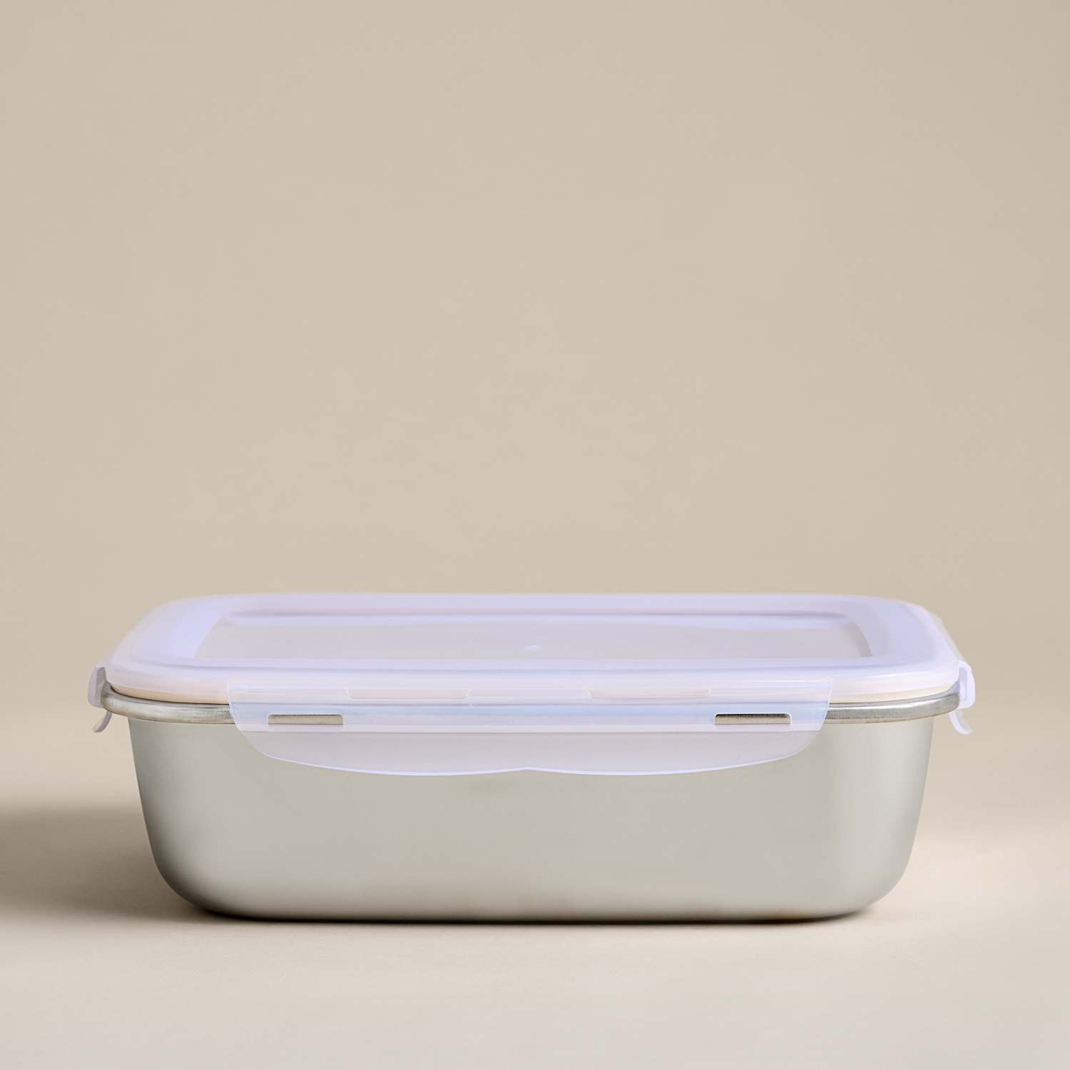 M&S Set of 4 Stainless Steel Food Storage Containers - Cream
