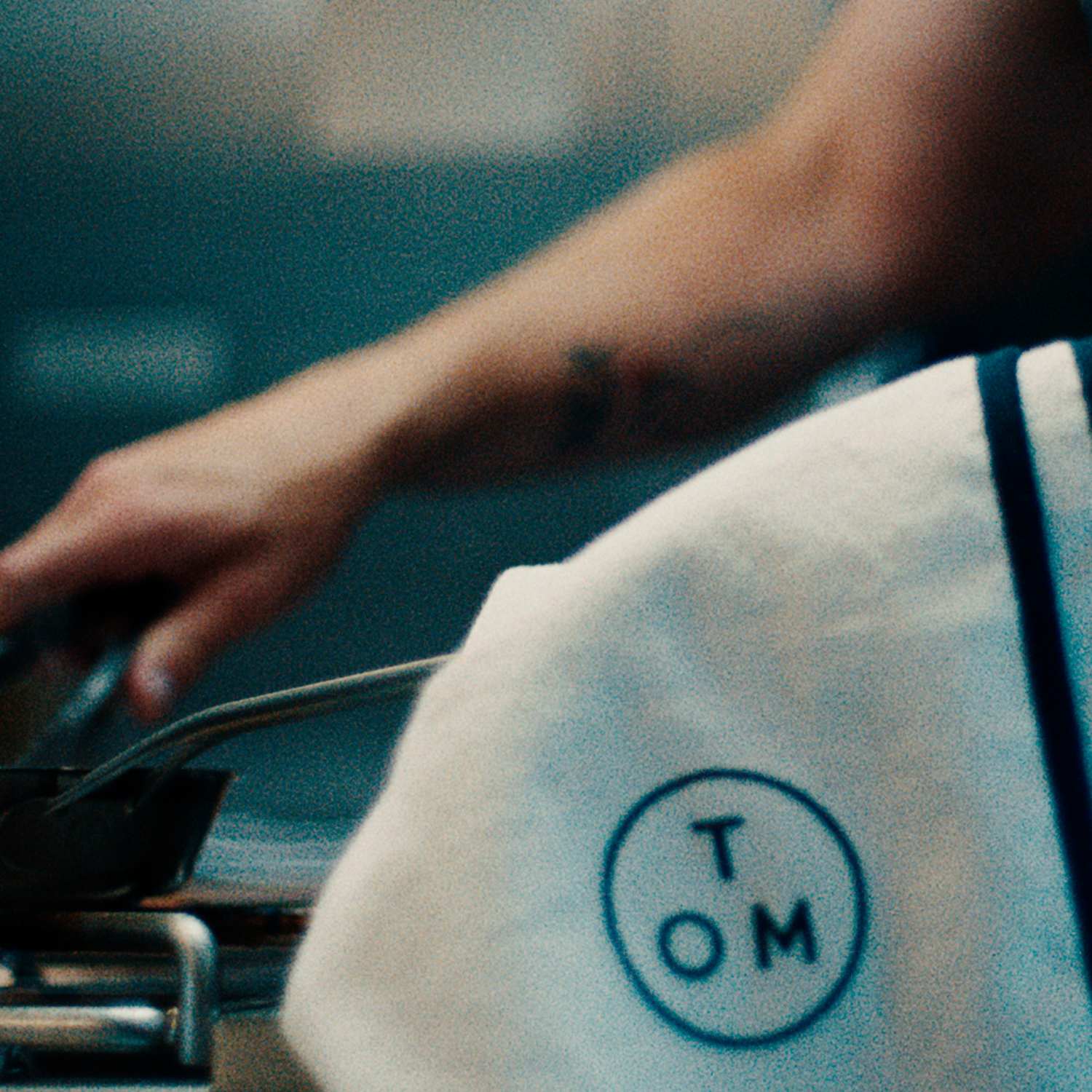M&S X Tom Kerridge Pure Cotton Navy Trim Chef's Cloth - White Mix