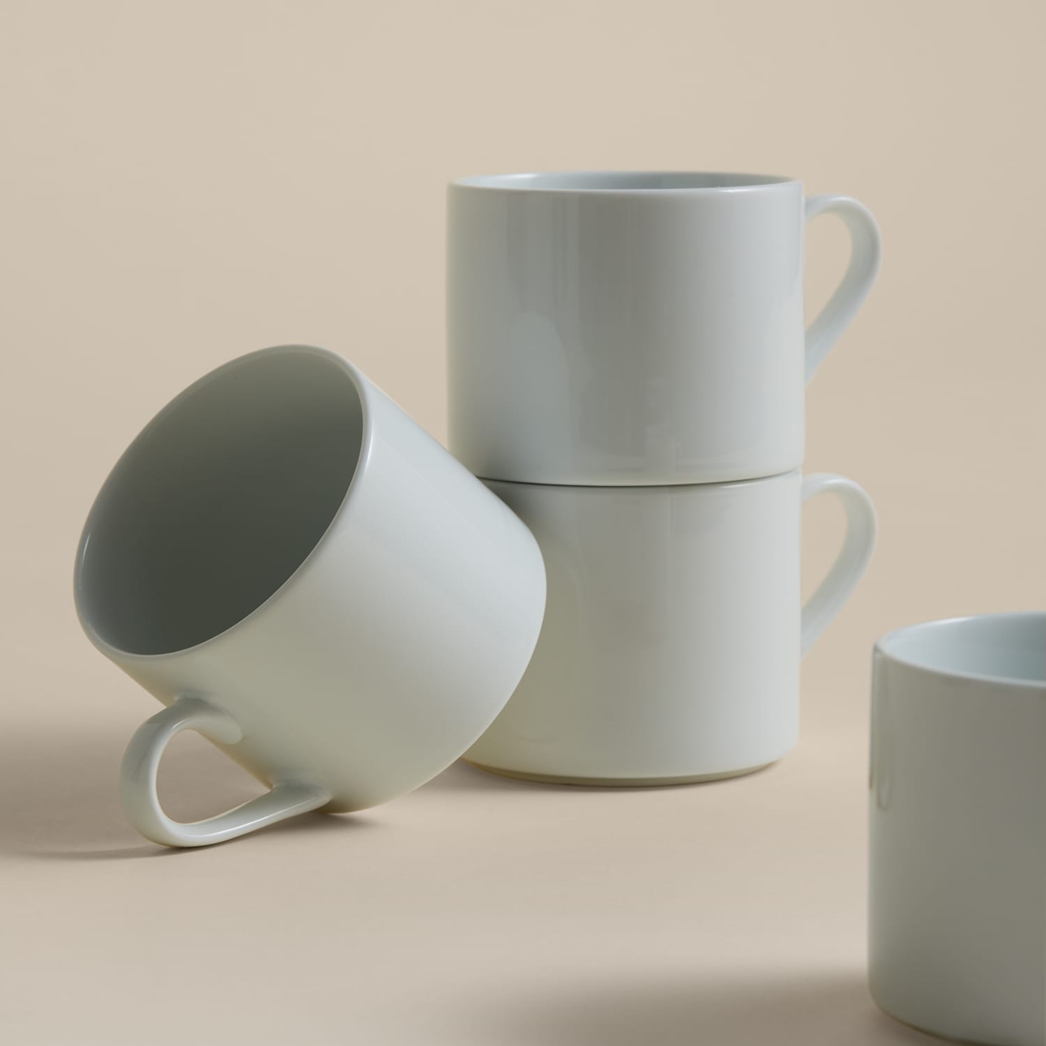M&S Set of 4 Burford Porcelain Straight Sided Mugs - White