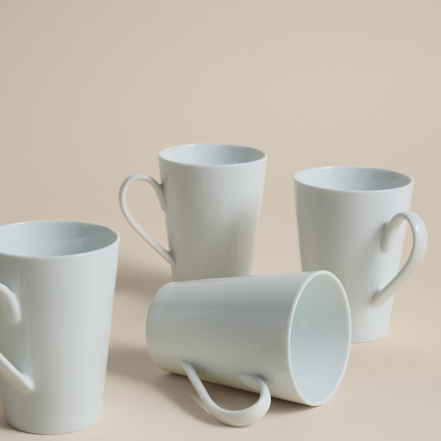 M&S Set of 4 Burford Porcelain Latte Mugs - White