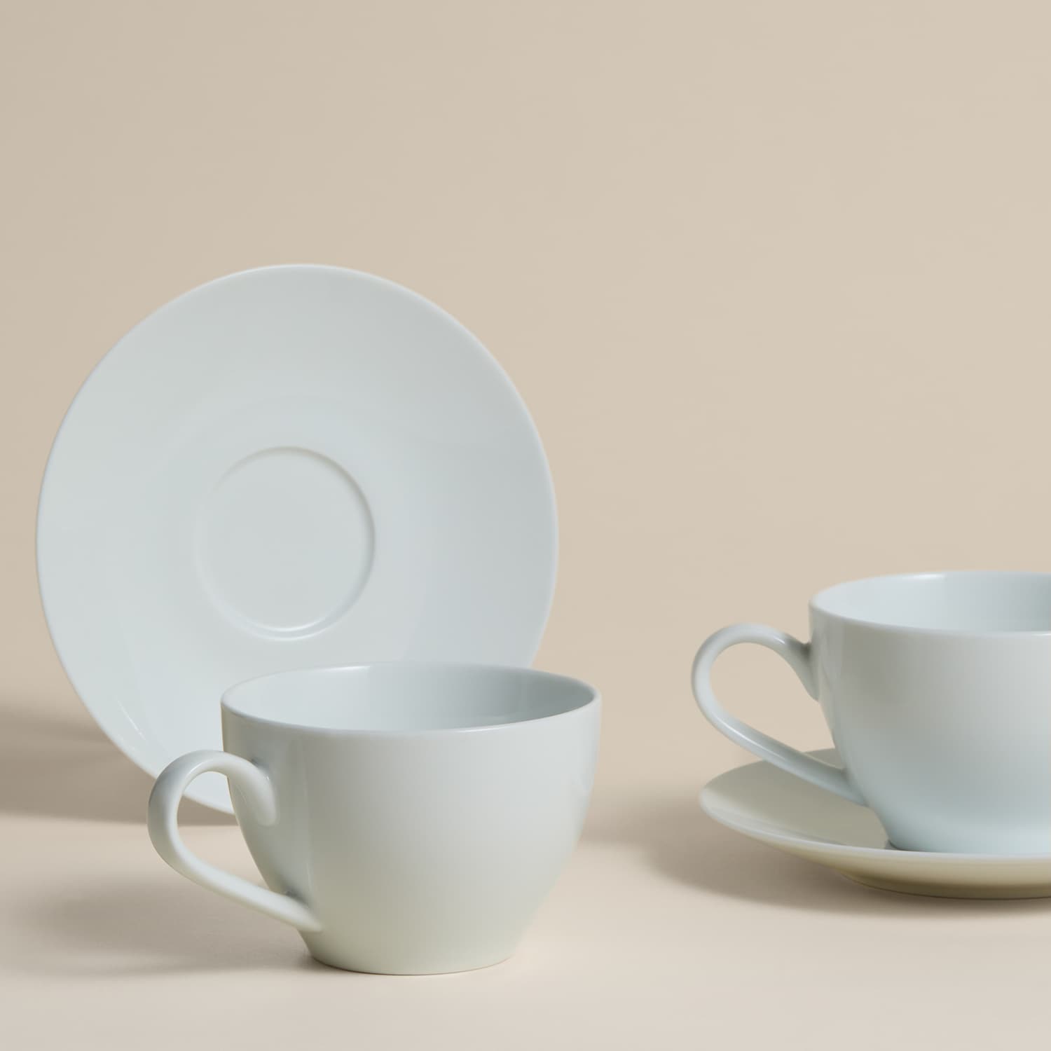 M&S Set of 2 Burford Porcelain Cappuccino Cups & Saucers - White