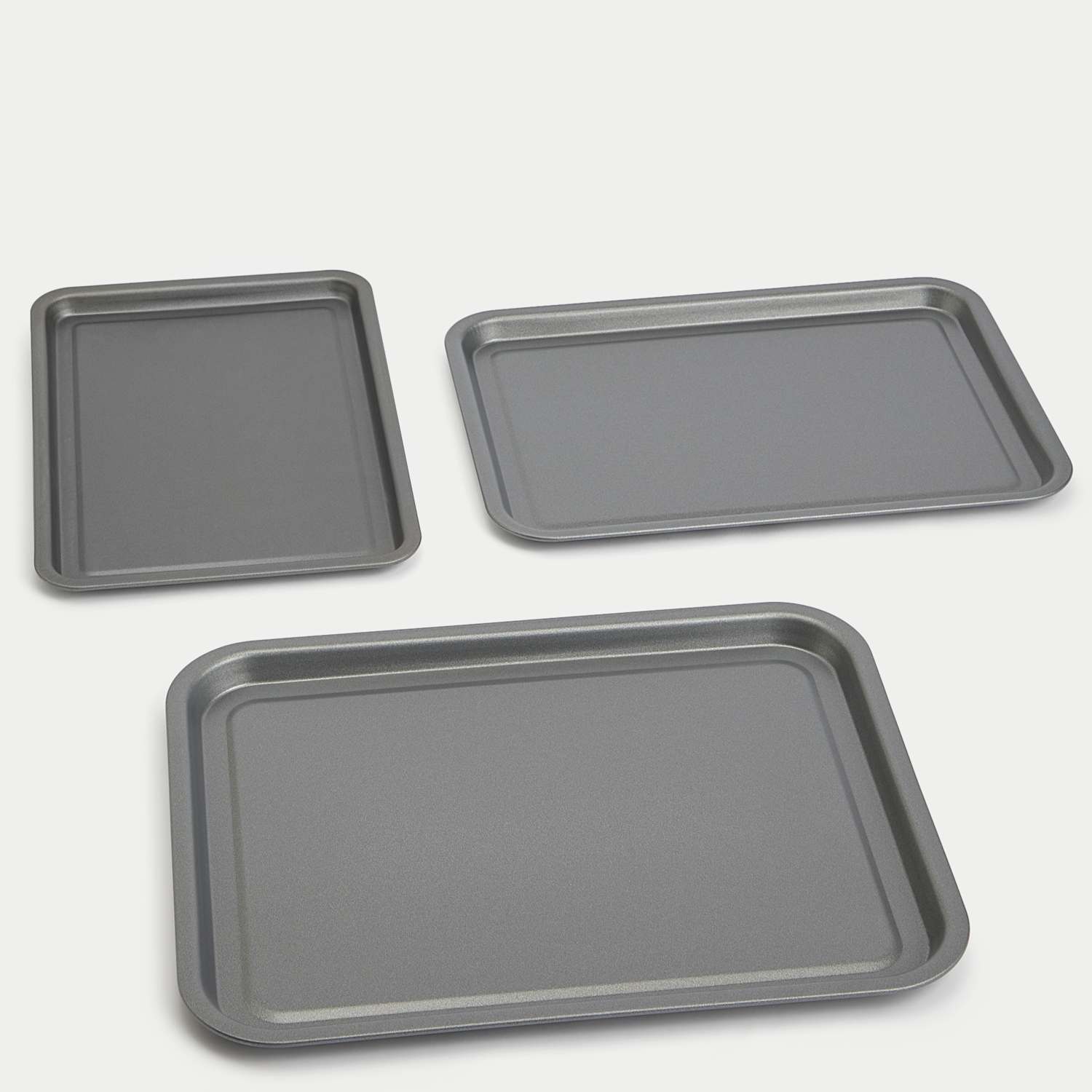 M&S 3 Piece Carbon Steel Oven Trays - Silver