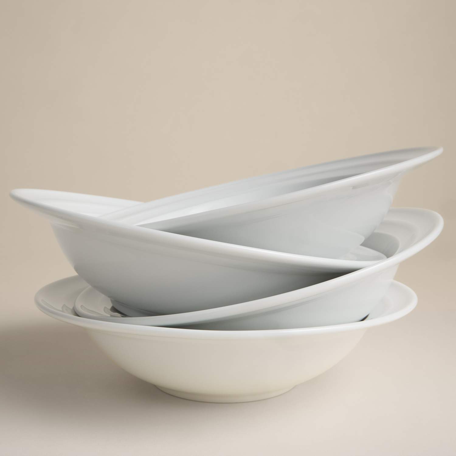 M&S Set of 4 Burford Embossed Rim Porcelain Cereal Bowls - White
