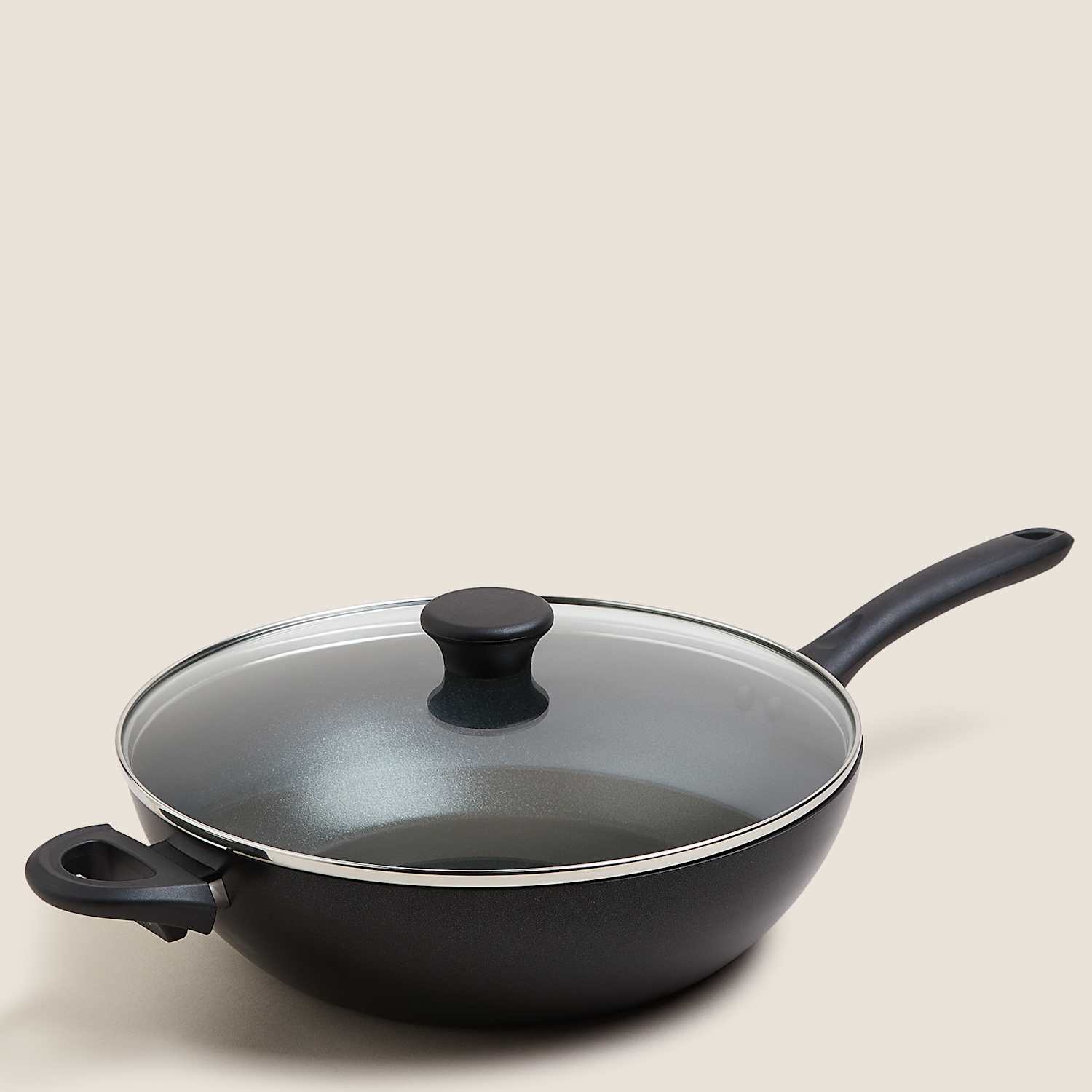 M&S Black Aluminium 30cm Large Non-Stick Wok