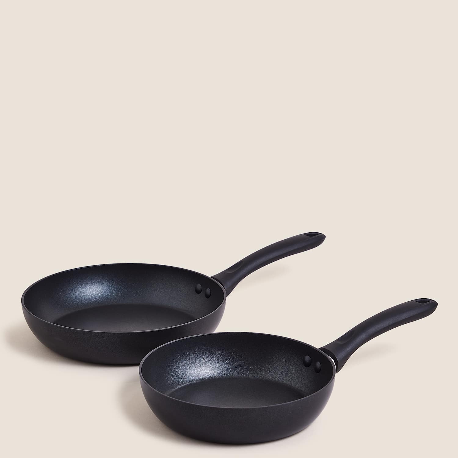 M&S 2 Piece Black Aluminium Non-Stick Frying Pan Set