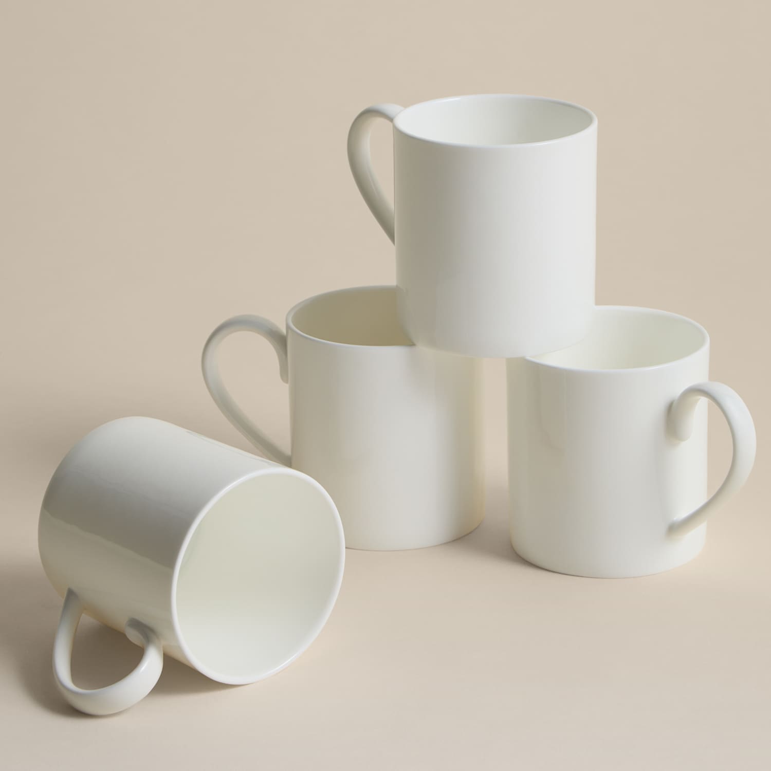 M&S Set of 4 Clarendon Fine Bone China Mugs - White